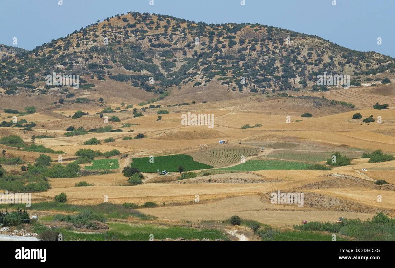 Terres agricoles dans la zone occupée par la Turquie dans le nord de Chypre. Banque D'Images
