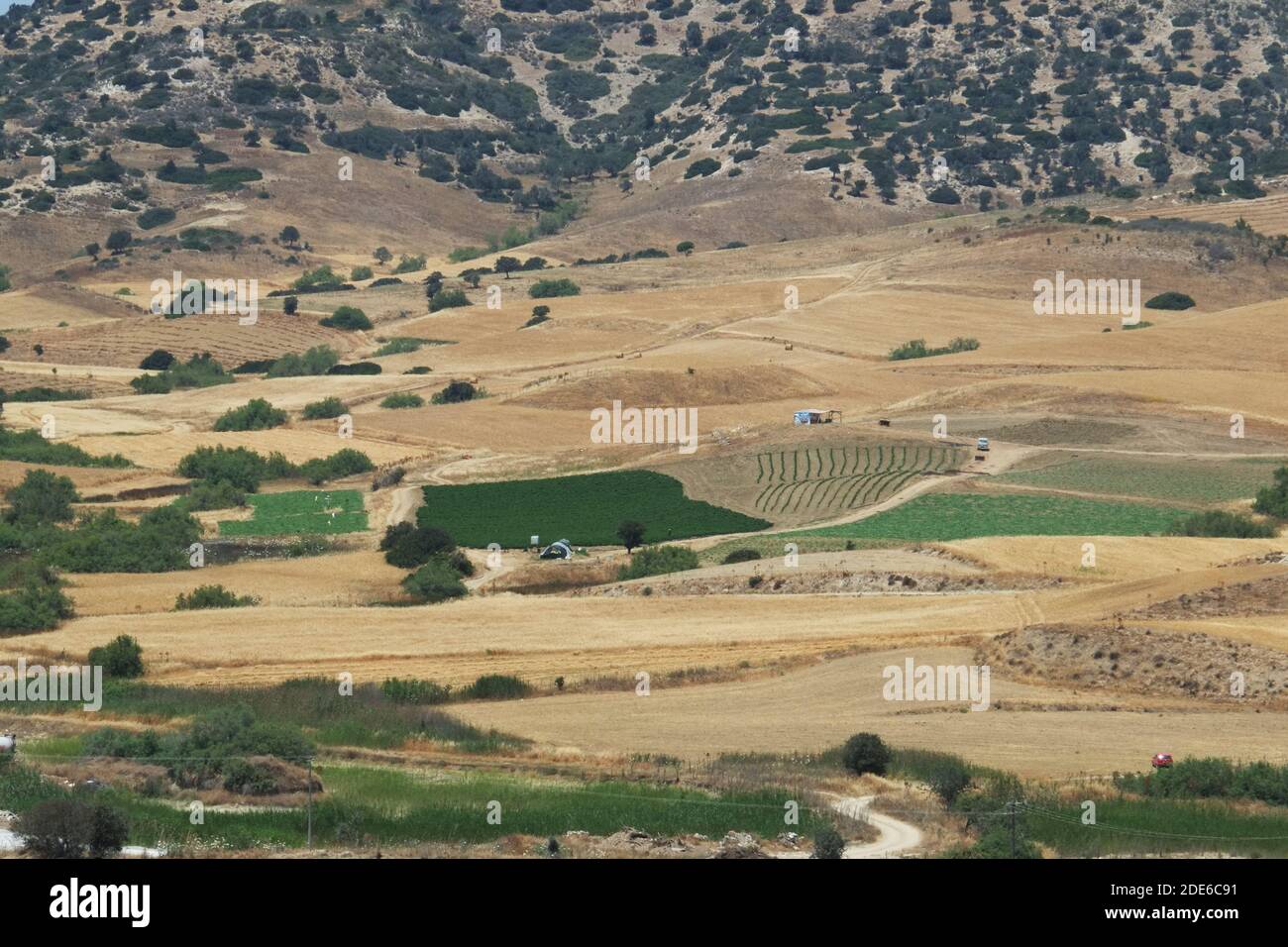 Terres agricoles dans la zone occupée par la Turquie dans le nord de Chypre. Banque D'Images