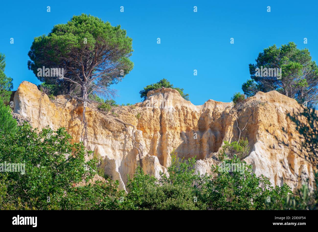 Les Orgues d'Ille-sur-Têt, Ille-sur-Têt, Pyrénées-Orientales. Les piles de l'érosion de roches dimensions blanches de quatre millions d'année Banque D'Images