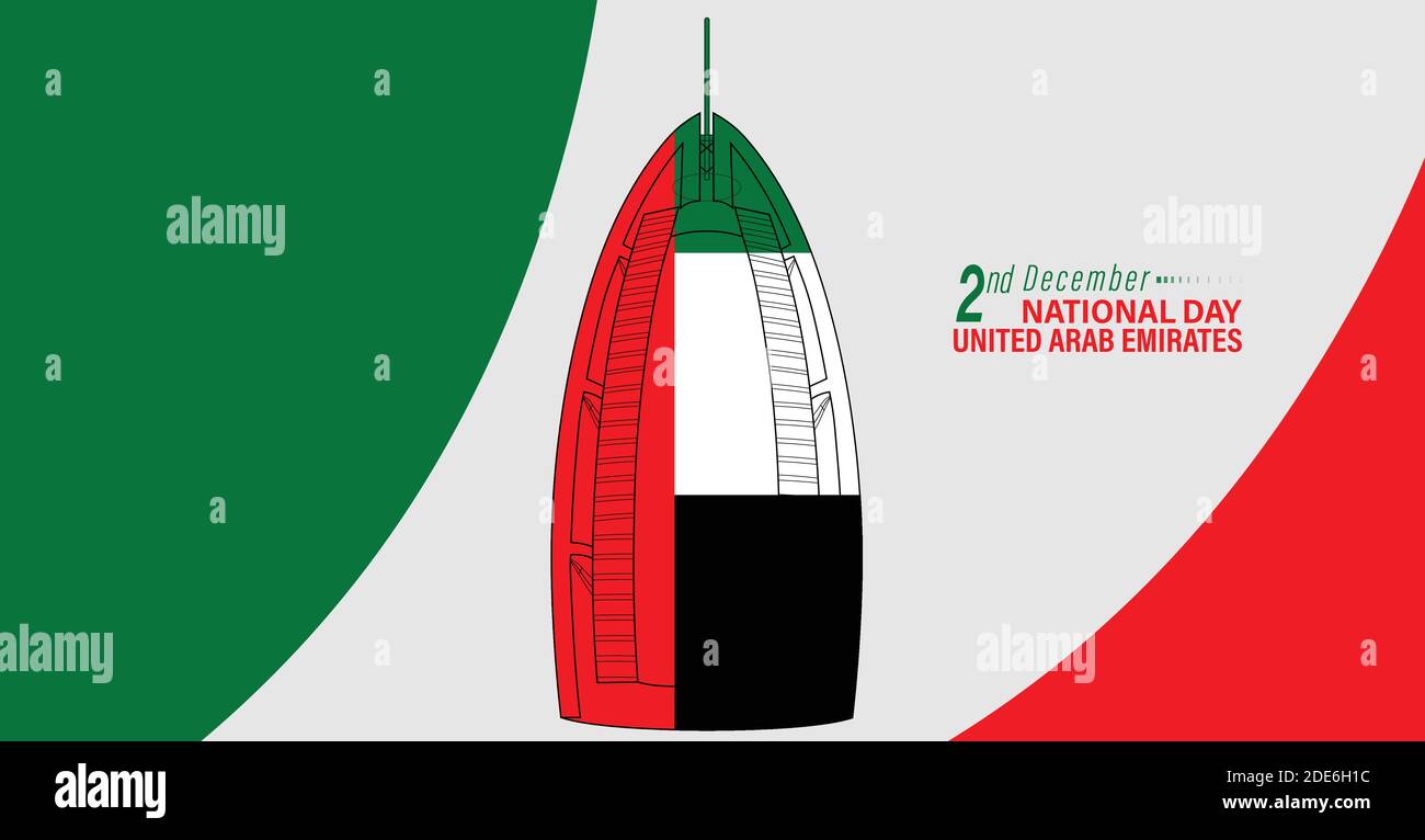 Illustration vectorielle de la journée nationale des Émirats arabes Unis le 2 décembre. Drapeau ondulant. Résumé Illustration de Vecteur