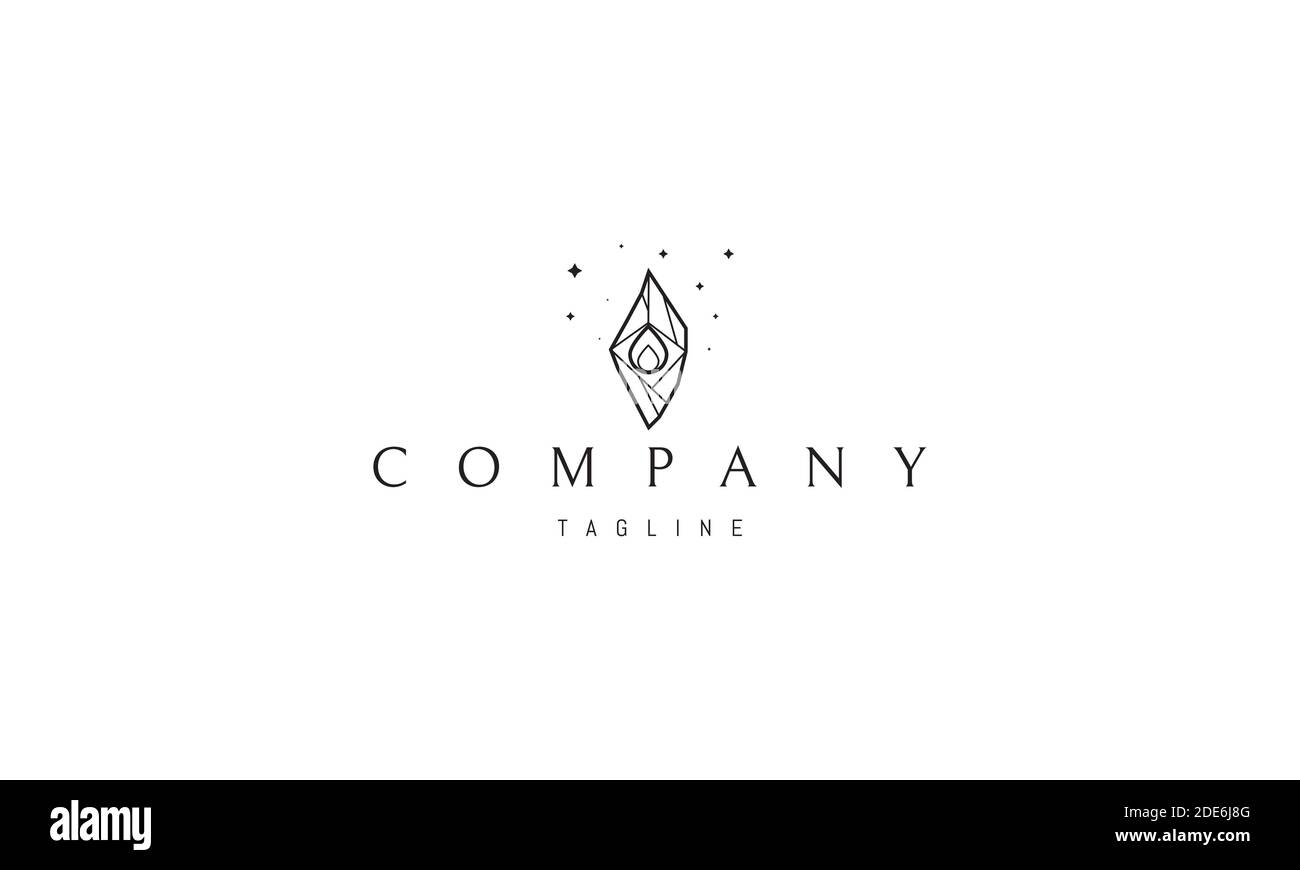 Logo vectoriel avec une image abstraite d'un cristal à l'intérieur qui est une goutte. Illustration de Vecteur