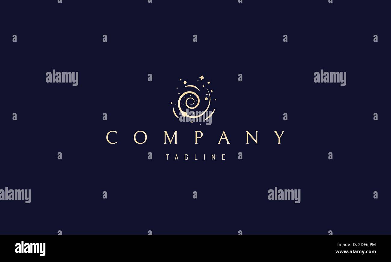 Logo vectoriel doré sur lequel figure une image abstraite d'un entonnoir d'espace. Illustration de Vecteur