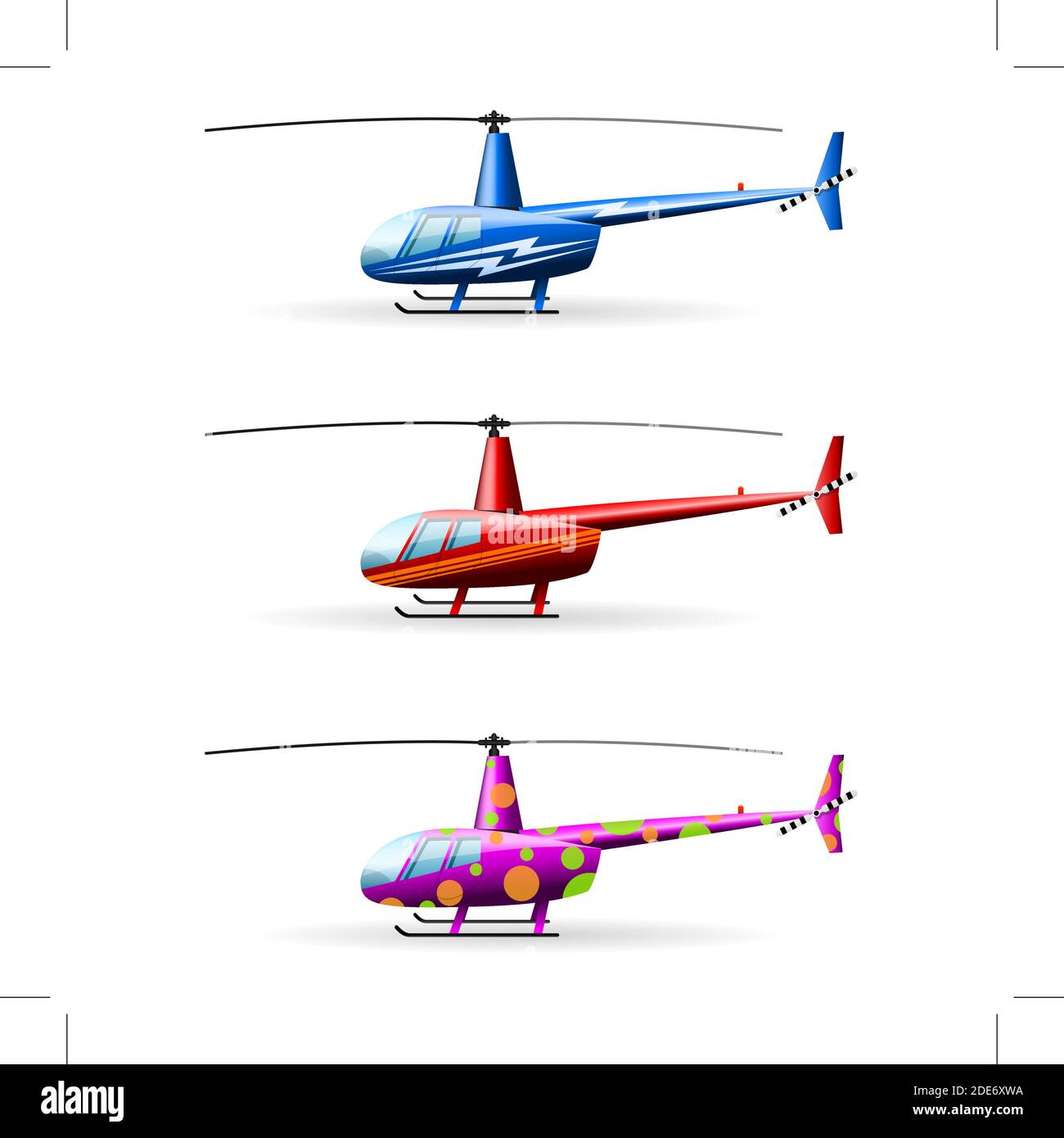 Mettre des hélicoptères en place. Arrière-plan blanc. Objets isolés. Illustration de Vecteur