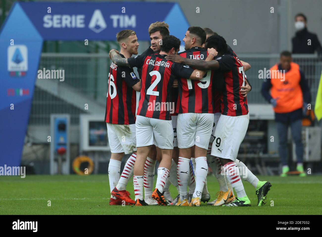 L'équipe Milan célèbre le gol pendant le championnat italien série UN match de football entre AC Milan et AC Fiorentina le 29 novembre 2020 au stade San Siro à Milan, Italie - photo Morgese-Rossini / DPPI / LM Banque D'Images