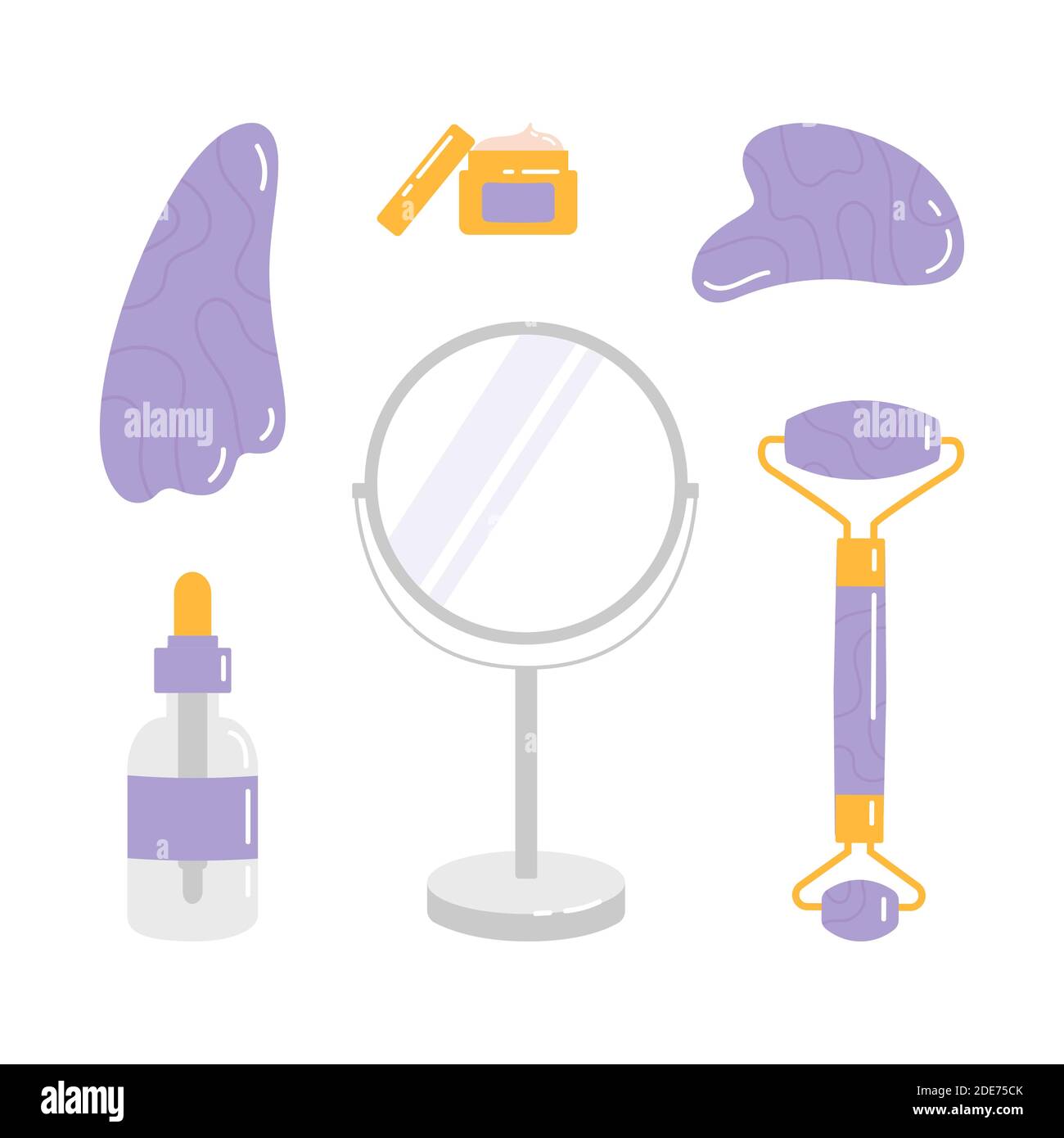 Produits de soin de la peau pour SPA.ensemble de massage gua sha Illustration de Vecteur