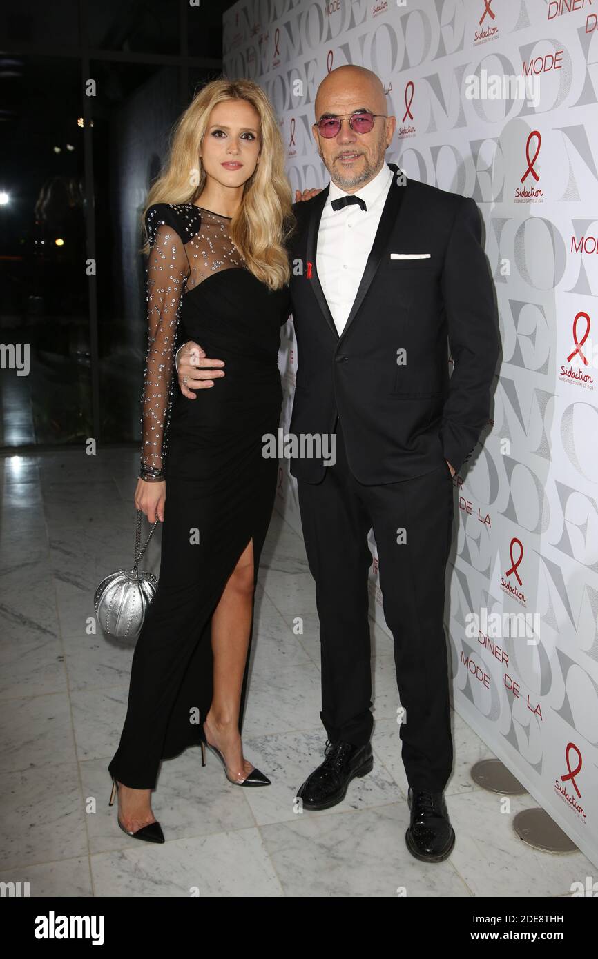 Pascal Obispo et sa femme Julie Obispo au 17ème 'Diner de la mode', 'idaction' parti, à Paris pour l'association SIDA le 24 janvier 2019. Photo de Jérôme DomineABACAPRESS.COM Banque D'Images