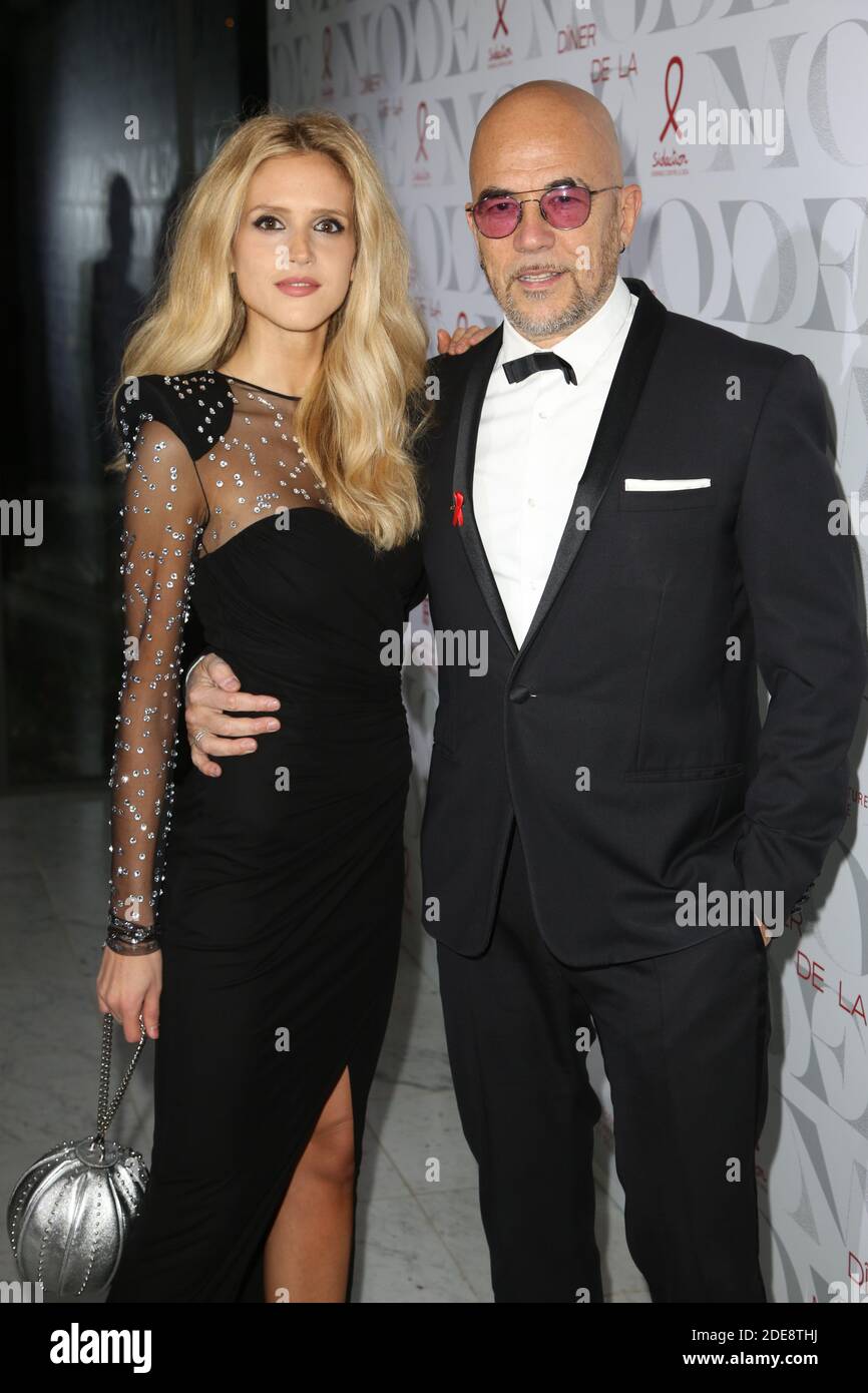 Pascal Obispo et sa femme Julie Obispo au 17ème 'Diner de la mode', 'idaction' parti, à Paris pour l'association SIDA le 24 janvier 2019. Photo de Jérôme DomineABACAPRESS.COM Banque D'Images