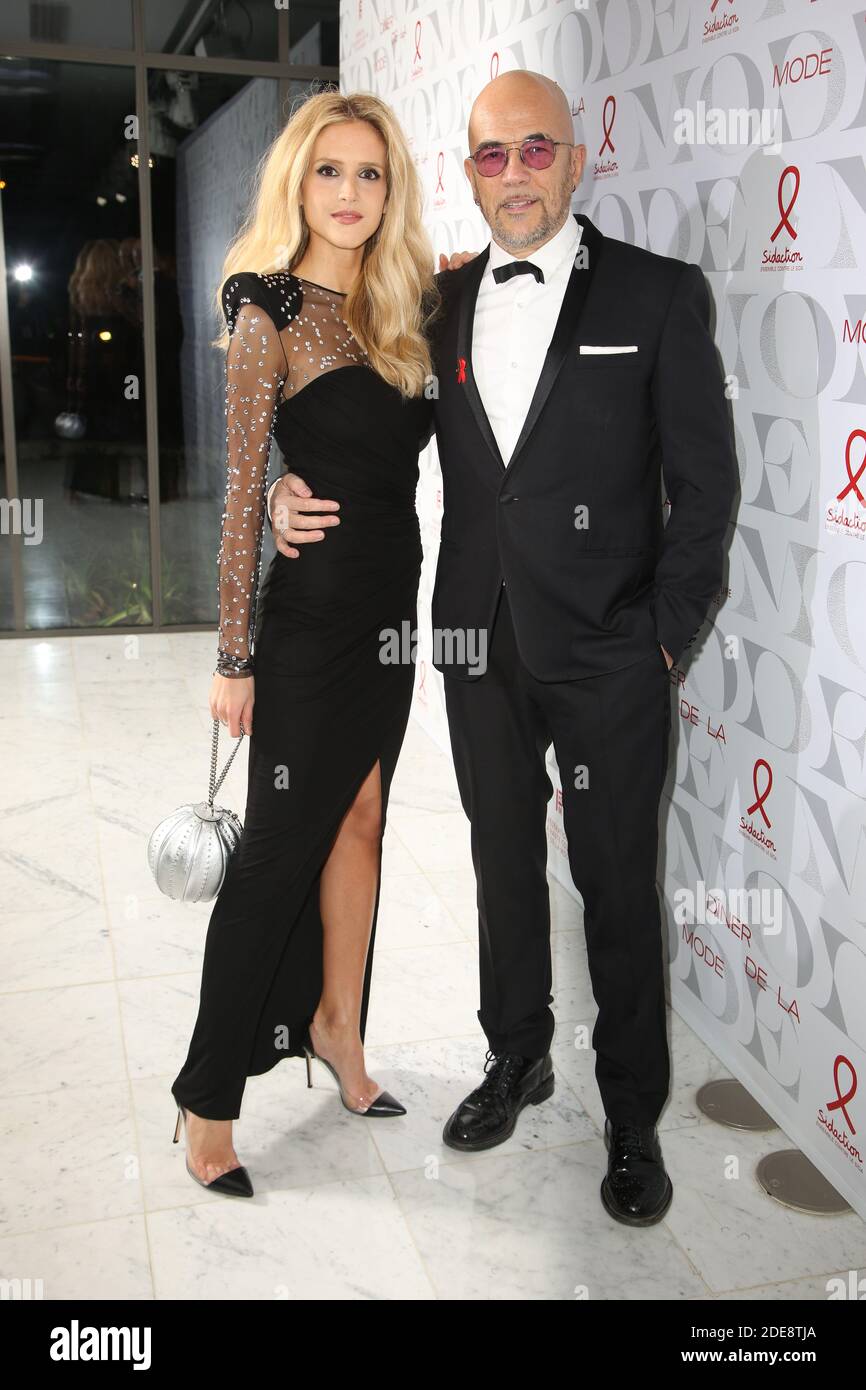 Pascal Obispo et sa femme Julie Obispo au 17ème 'Diner de la mode', 'idaction' parti, à Paris pour l'association SIDA le 24 janvier 2019. Photo de Jérôme DomineABACAPRESS.COM Banque D'Images