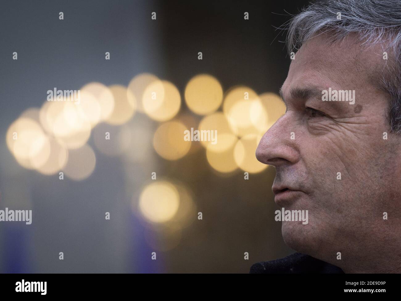 Philippe Vigier, président du groupe parlementaire libertés et Territoires à l'Assemblée nationale française, quitte l'Elysée à Paris le 6 février 2019, après une rencontre avec le président français. Photo par Eliot Blondt/ABACAPRESS.COM Banque D'Images