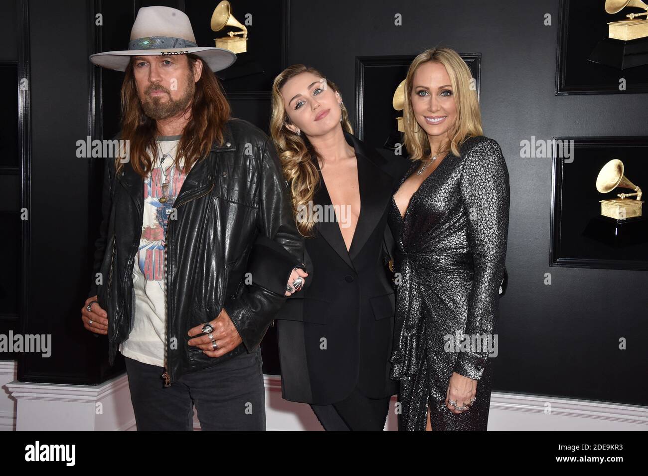 Tish Cyrus, Billy Ray Cyrus, Miley Cyrus assistent aux 61e GRAMMY Awards annuels au Staples Center le 10 février 2019 à Los Angeles, Californie, États-Unis. Photo de Lionel Hahn/ABACAPRESS.COM Banque D'Images