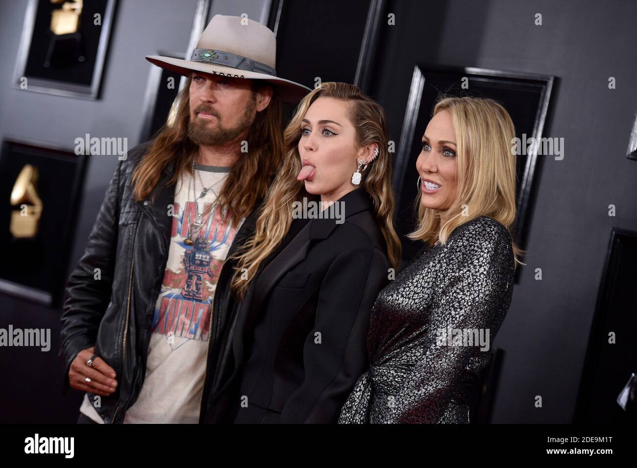 Tish Cyrus, Billy Ray Cyrus, Miley Cyrus assistent aux 61e GRAMMY Awards annuels au Staples Center le 10 février 2019 à Los Angeles, Californie, États-Unis. Photo de Lionel Hahn/ABACAPRESS.COM Banque D'Images