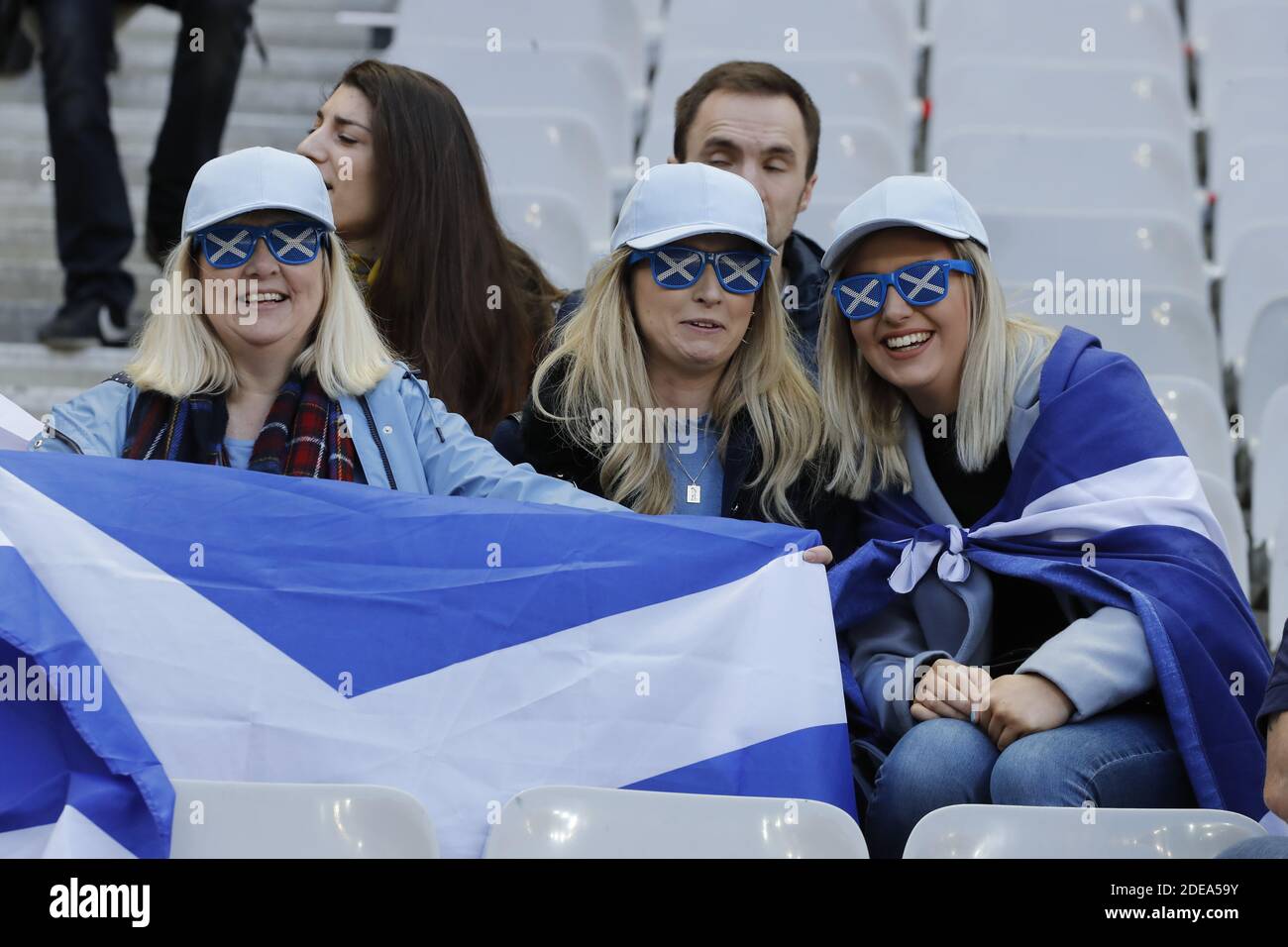 Les fans écossais lors du tournoi Rugby Guinness 6 Nations, France contre Ecosse à Stade de France, St-Denis, France, le 23 février 2019. La France a gagné 27-10 photo par Henri Szwarc/ABACAPRESS.COM Banque D'Images