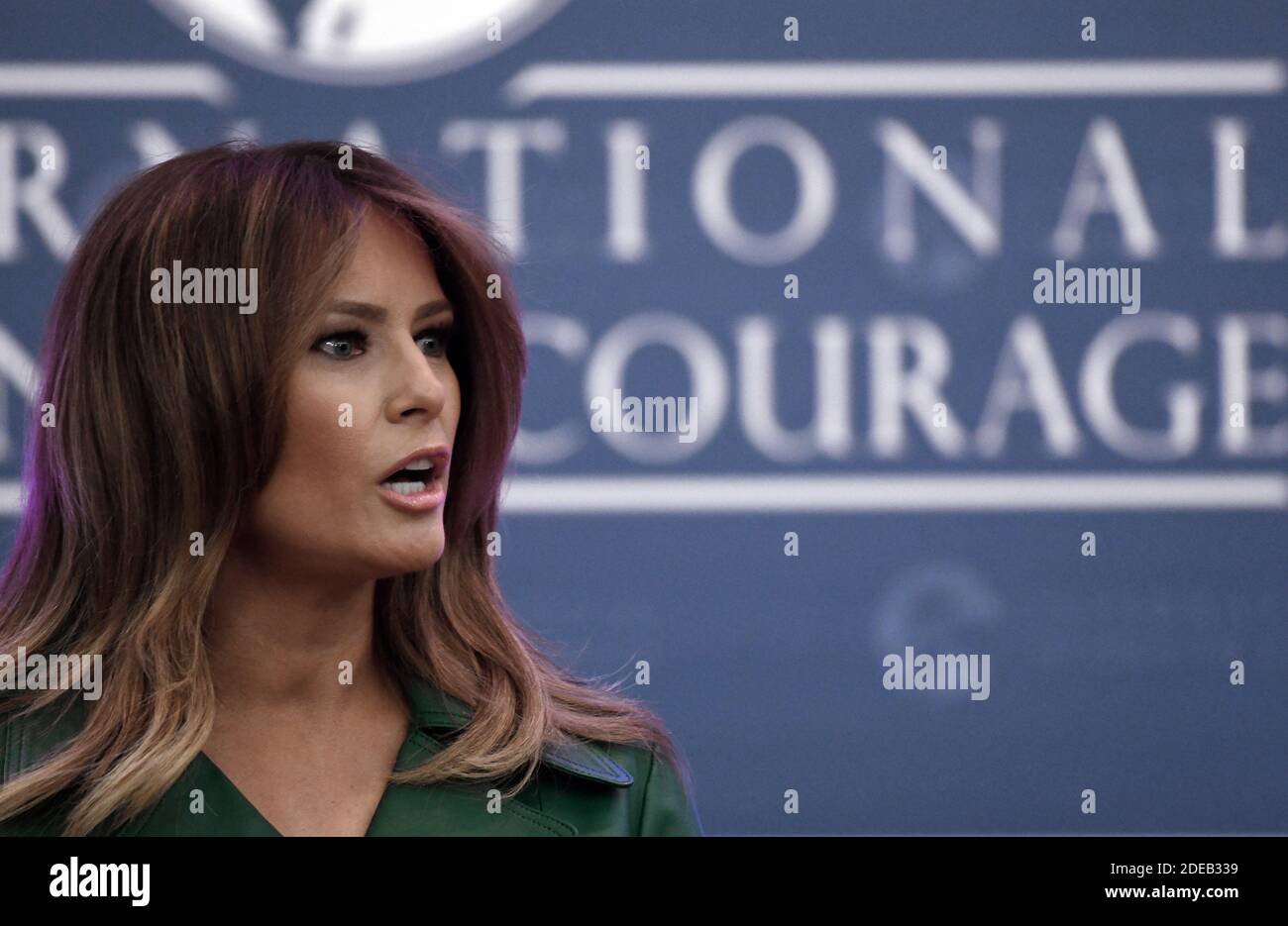 La première dame Melania Trump assiste au Prix international des femmes du courage 2019 au Département d'État le 7 mars 2019 à Washington, DC, USA. Photo par Olivier Douliery/ABACAPRESS.COM Banque D'Images