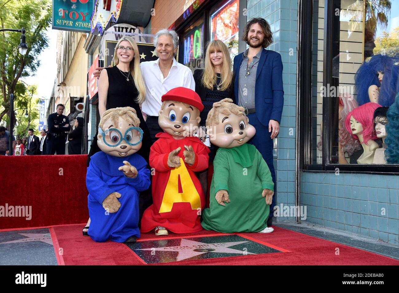 Janice Karman, Ross Bagdasarian, Michael Bagdasarian et Vanessa Bagdasarian assistent à l'Alvin et aux Chipmunks pour célébrer leur 60e anniversaire avec une étoile sur le Hollywood Walk of Fame le 14 mars 2019 à Los Angeles, CA, États-Unis. Photo de Lionel Hahn/ABACAPRESS.COM Banque D'Images