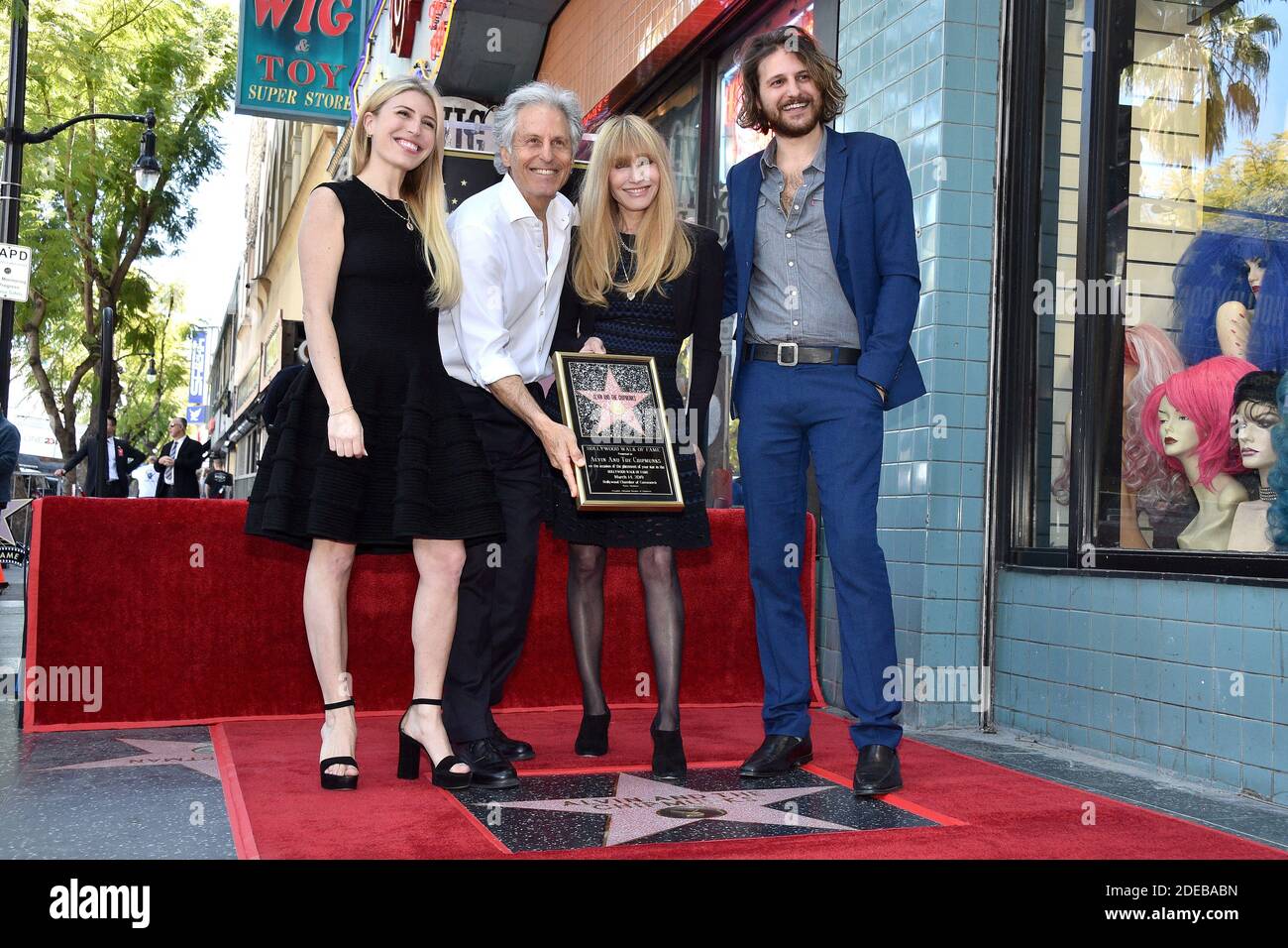 Janice Karman, Ross Bagdasarian, Michael Bagdasarian et Vanessa Bagdasarian assistent à l'Alvin et aux Chipmunks pour célébrer leur 60e anniversaire avec une étoile sur le Hollywood Walk of Fame le 14 mars 2019 à Los Angeles, CA, États-Unis. Photo de Lionel Hahn/ABACAPRESS.COM Banque D'Images