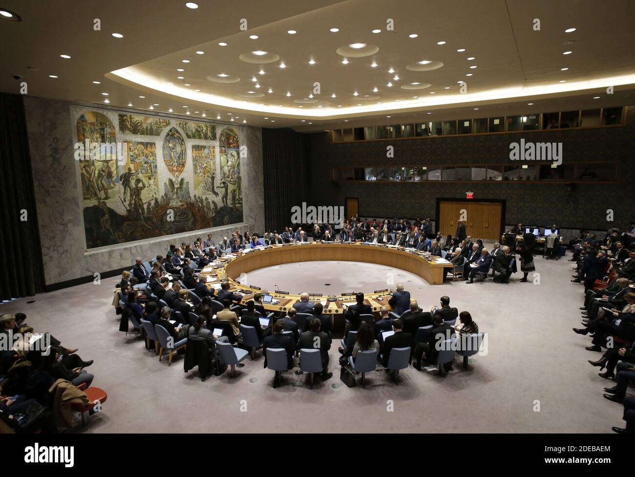 Le président de l'État de Palestine Mahmoud Abbas attend de s'adresser au Conseil de sécurité des Nations Unies au sujet de la situation au Moyen-Orient au siège des Nations Unies, le mardi 11 février 2020, à New York. Photo de John Angelillo/UPI Banque D'Images