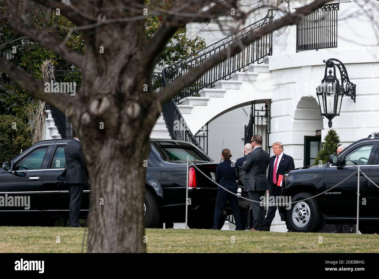 Le président américain Donald Trump quitte la Maison-Blanche en direction du Pentagone, à Washington, D.C., aux États-Unis, le vendredi 15 mars 2019. Photographe: Al Drago/Bloomberg /ABACAPRESS.COM Banque D'Images