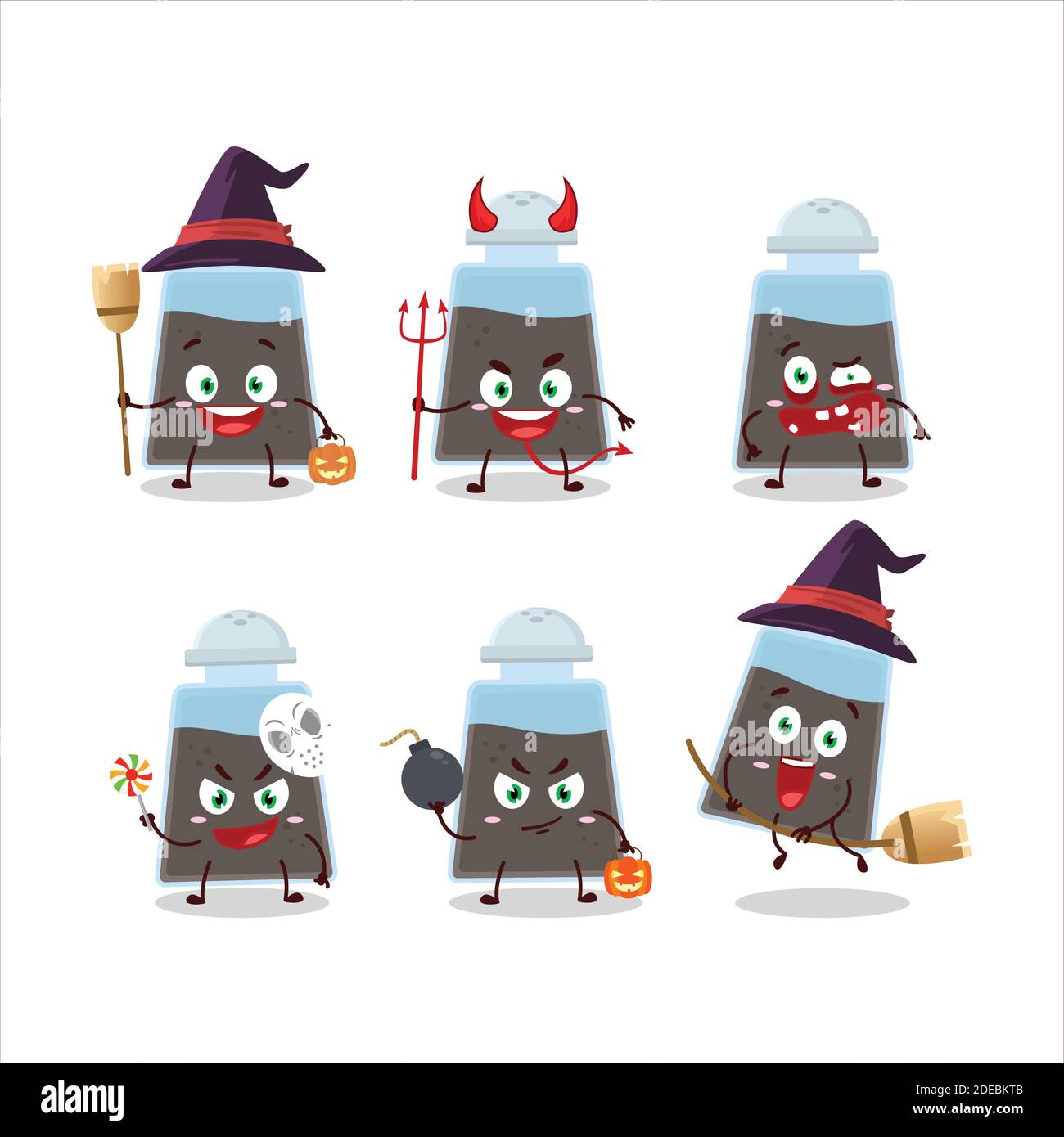 Émoticônes d'expression d'Halloween avec personnage de dessin animé de milk- shake au poivre noir. Illustration vectorielle Image Vectorielle Stock -  Alamy