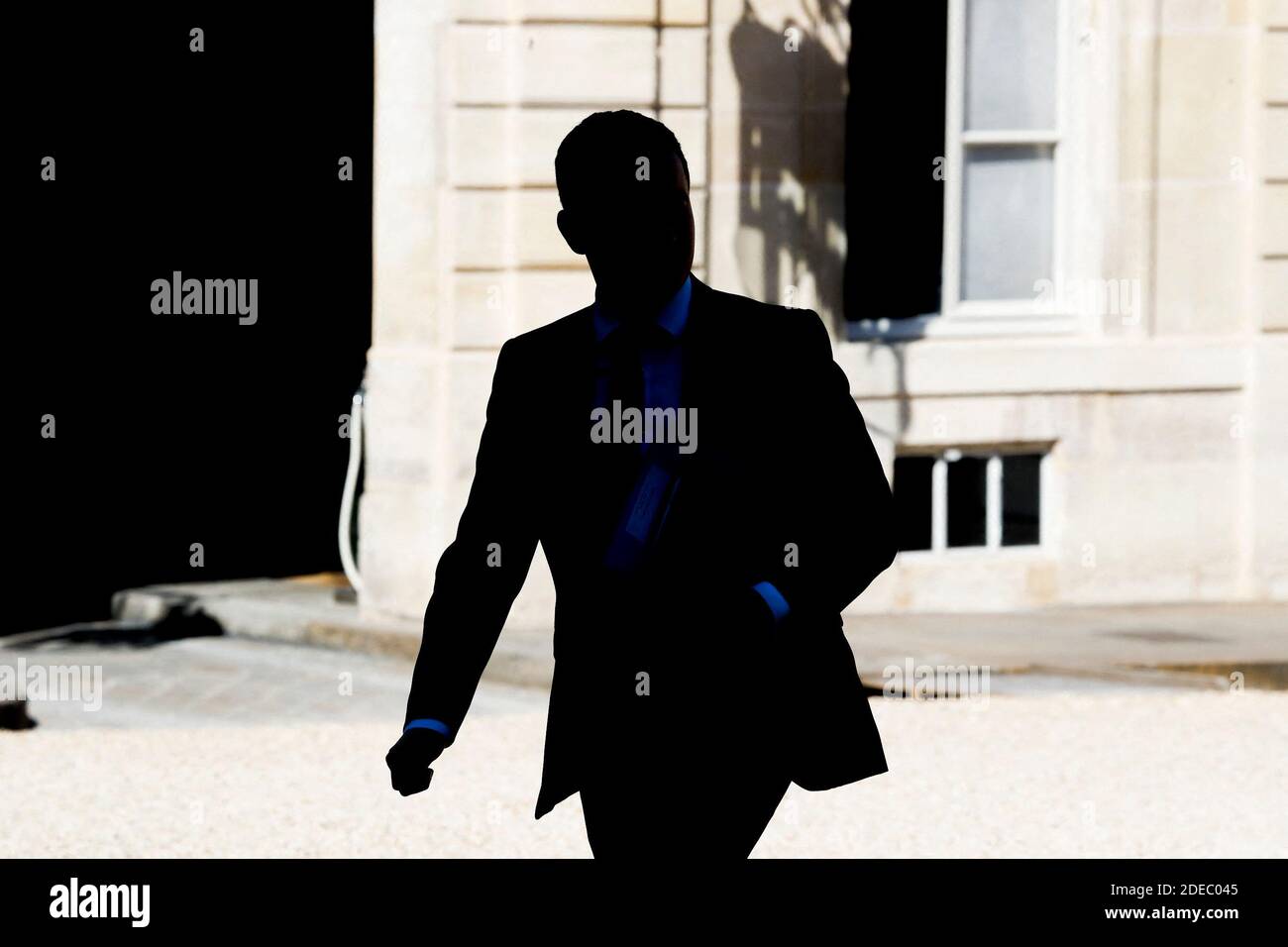 Le ministre d'action et des comptes publics Gerald Darmanin arrive à la rencontre du président français Emmanuel Macron pour le "Grand débat" au Palais de l'Elysée, Paris, France, le 29 mars 2019. Photo de Henri Szwarc/ABACAPRESS.COM Banque D'Images