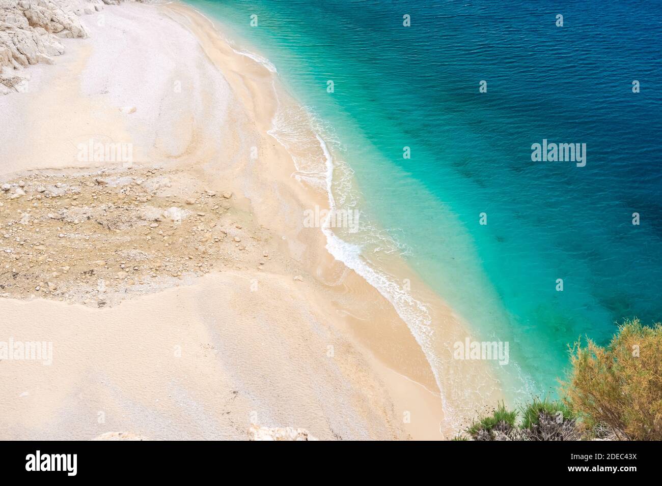 Plage de Kaputas, côte de Lycia et mer Méditerranée à Kas, Kalkan, Antalya, Turquie. Méthode Lycienne. Concept été et vacances Banque D'Images