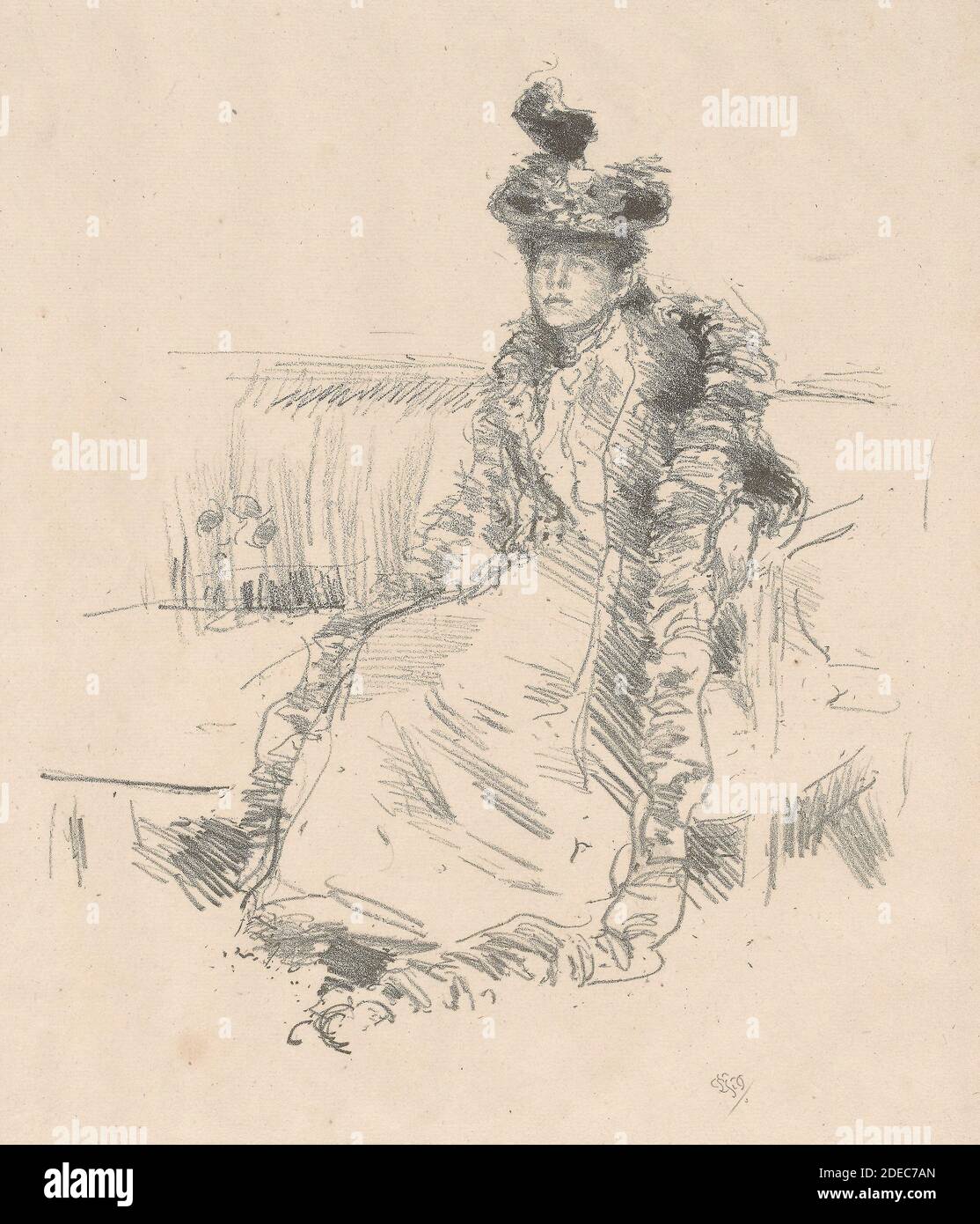 Milieu: Lithographie; à l'encre noire; avec raclage et touches de pinceau et de tuche; sur papier crème Banque D'Images