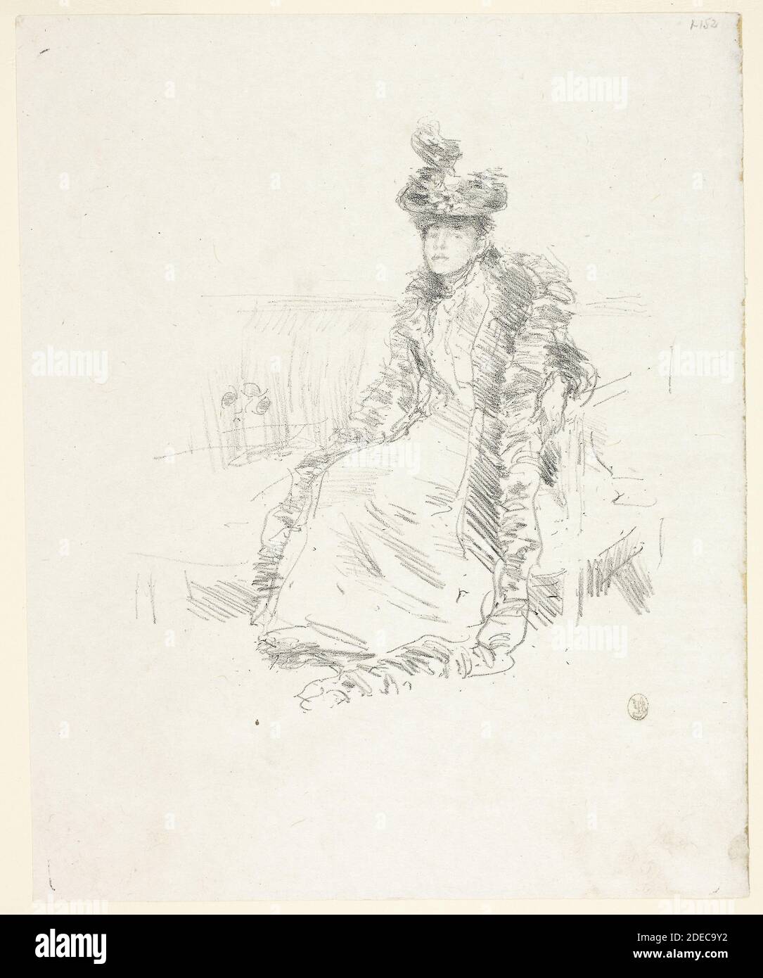 Milieu: Lithographie; à l'encre noire; avec raclage et touches de pinceau et de tuche; sur papier de Chine ivoire grisâtre Banque D'Images