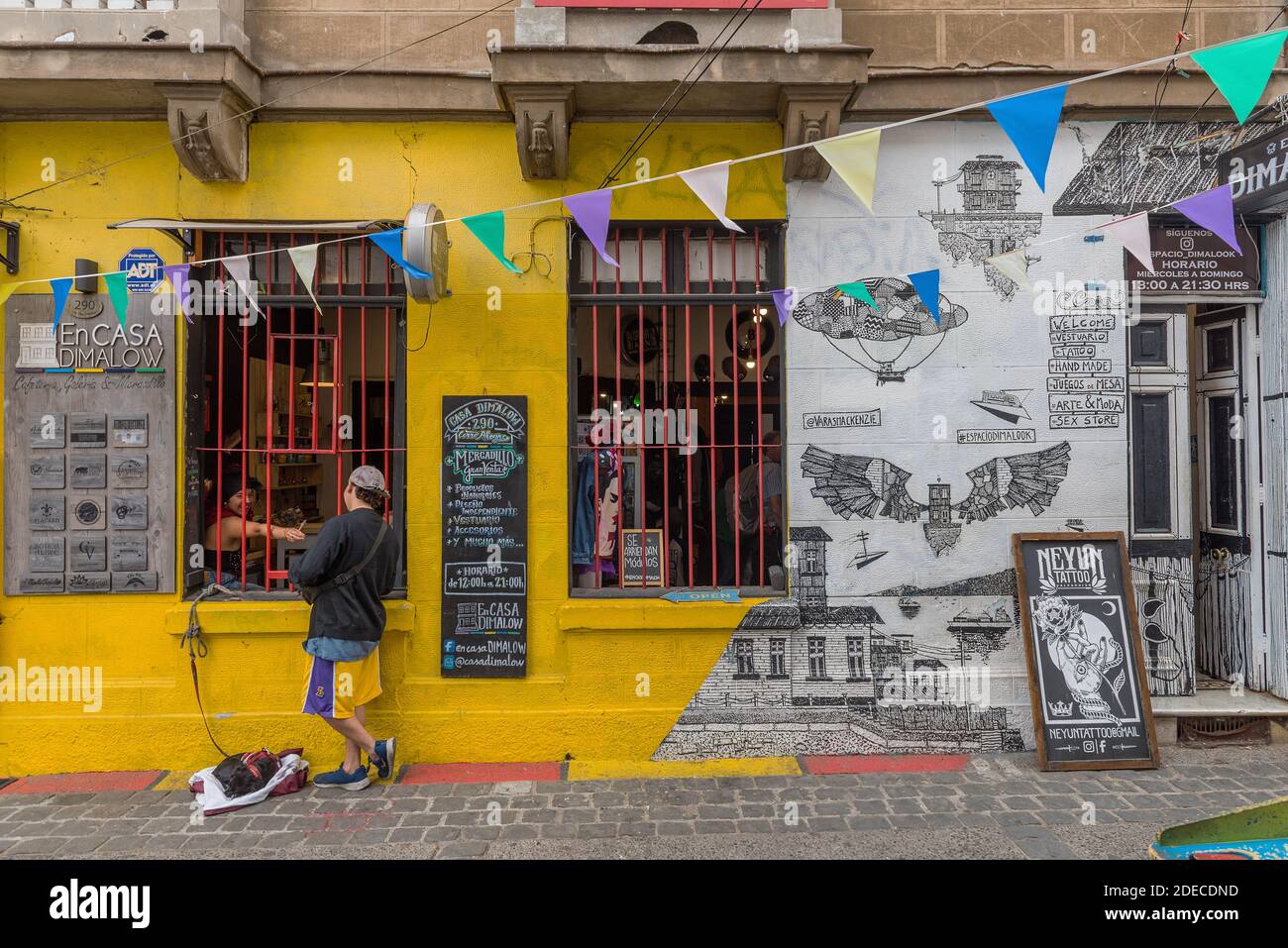 graffiti, art de rue dans la vieille ville historique de Valparaiso, Chili Banque D'Images