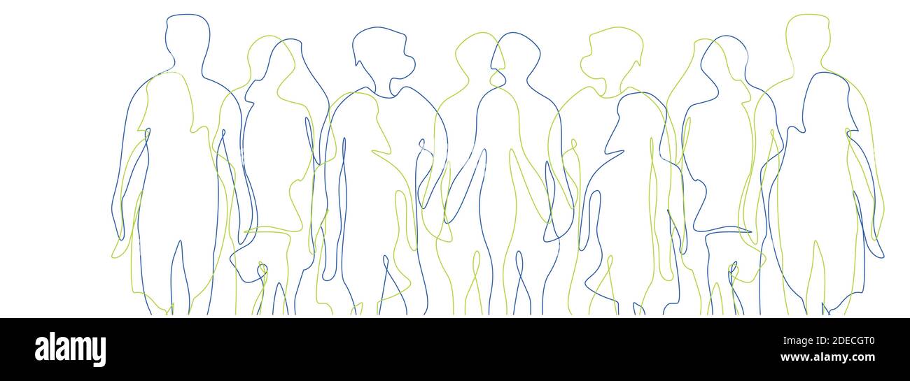 Silhouettes Groupe de personnes dans une rangée. Vecteur Illustration de Vecteur