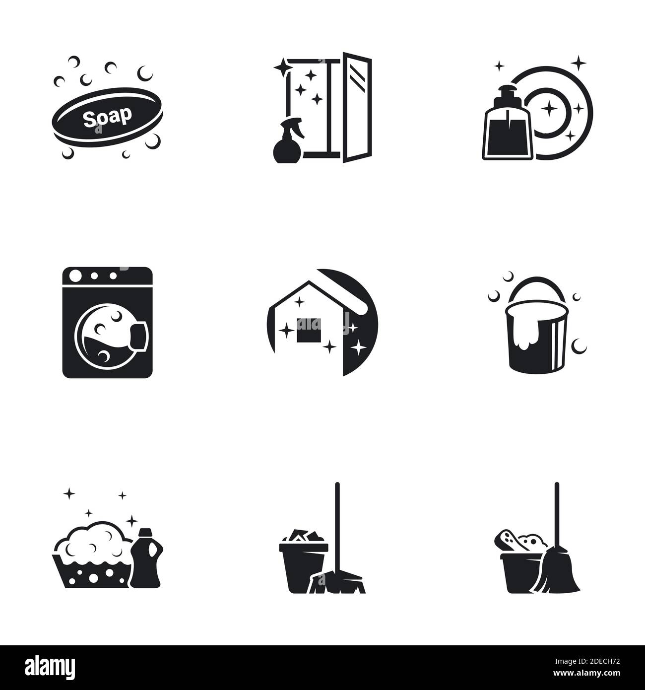 Icônes pour le nettoyage de maison à thème. Arrière-plan blanc Illustration de Vecteur