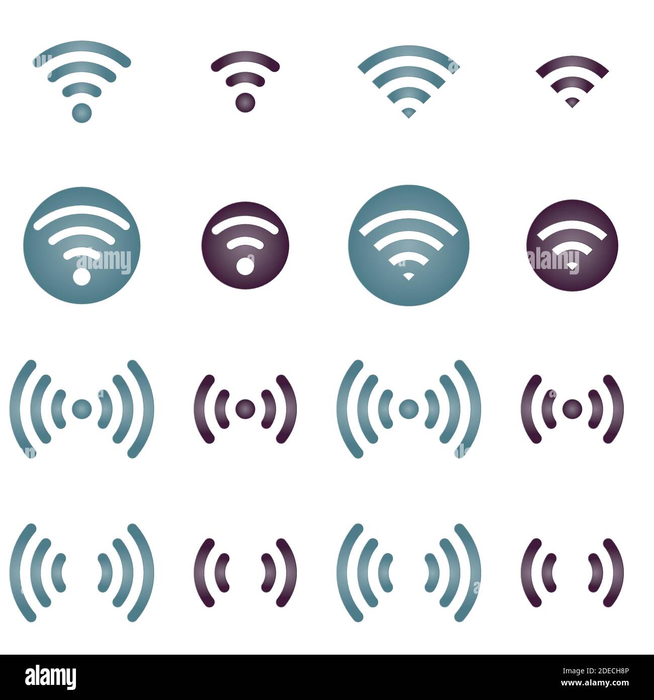 Icônes de réseau sans fil sur fond blanc Illustration de Vecteur