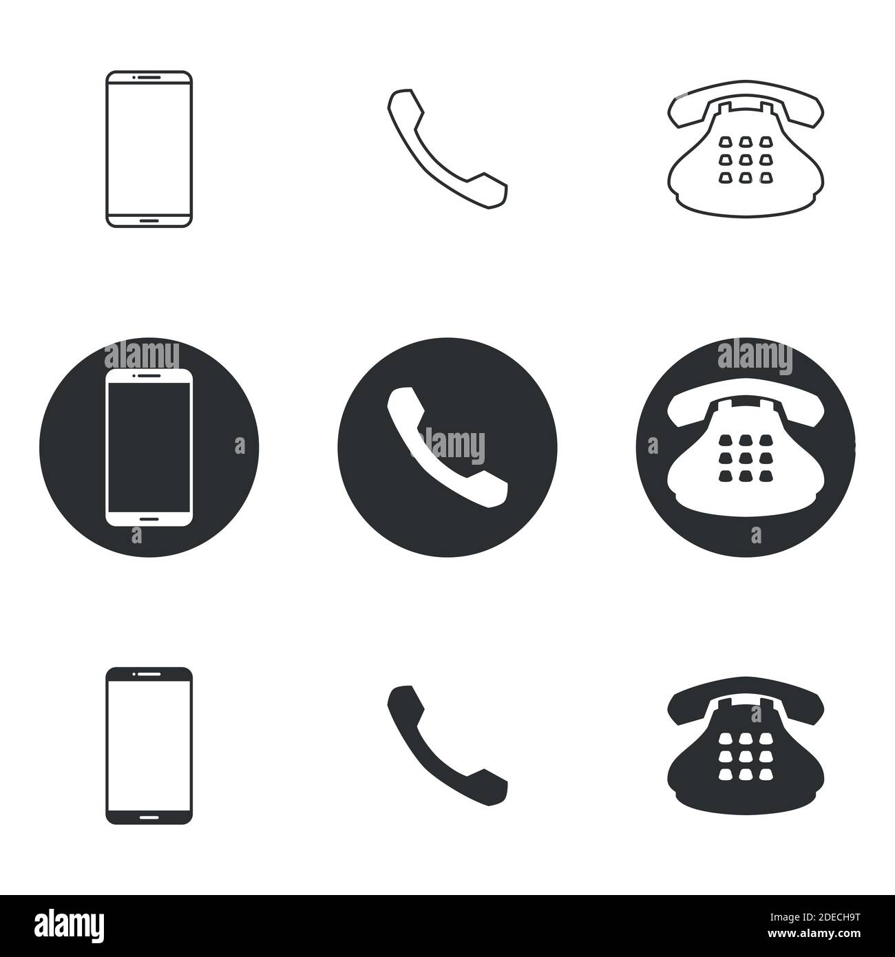 Icônes du téléphone à thème Illustration de Vecteur