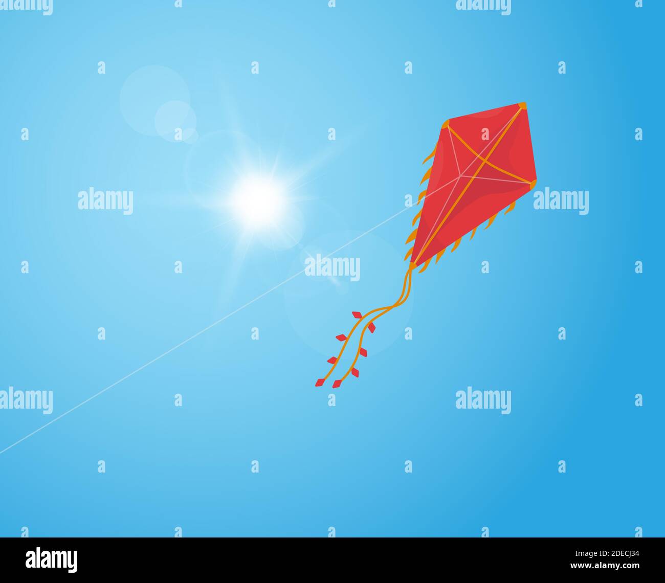 Flying kite dans le ciel Illustration de Vecteur