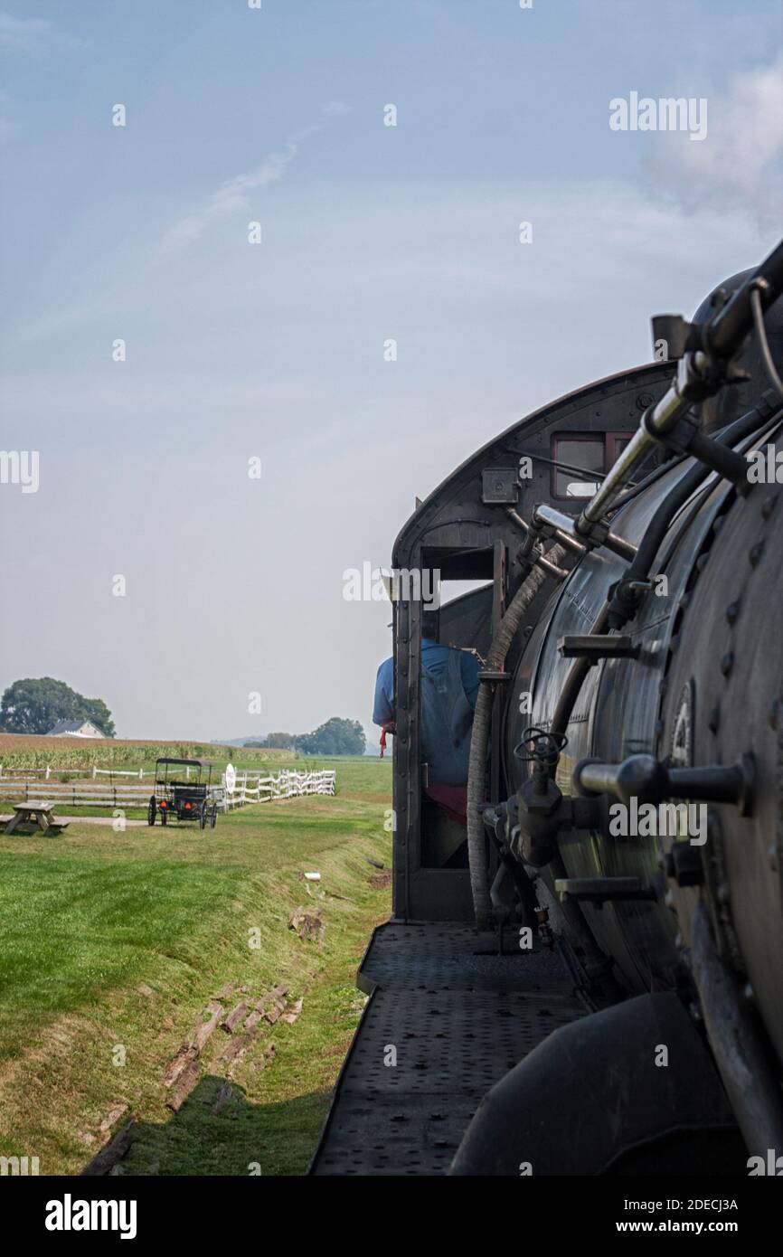 Vieille locomotive à vapeur à Strasburg PA Banque D'Images