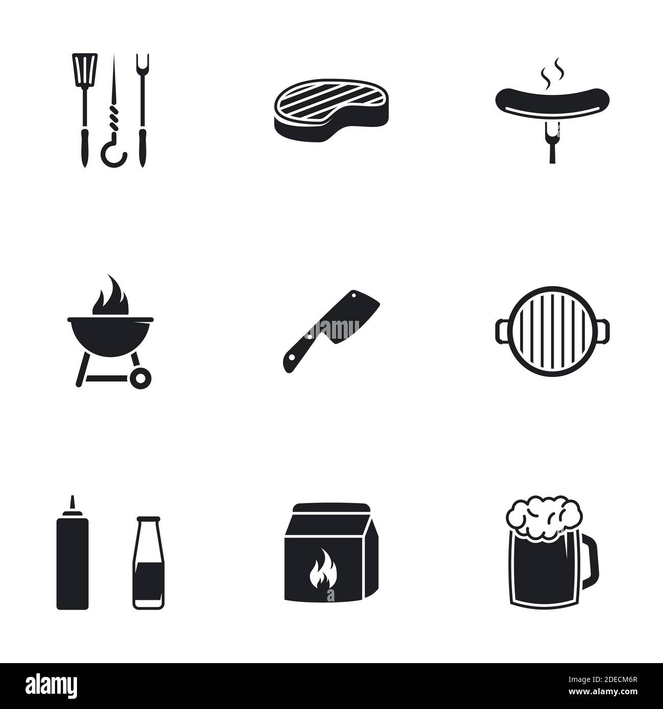 Icônes pour le barbecue à thème. Arrière-plan blanc Illustration de Vecteur
