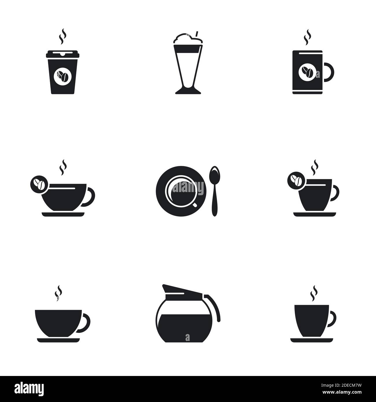 Jeu d'icônes de café noir vectoriel Illustration de Vecteur