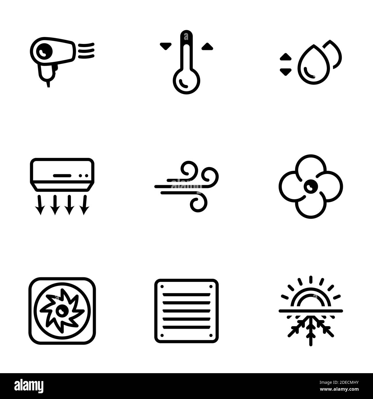 Icônes pour thème refroidissement, climatisation , vecteur, icône, Set. Arrière-plan blanc Illustration de Vecteur