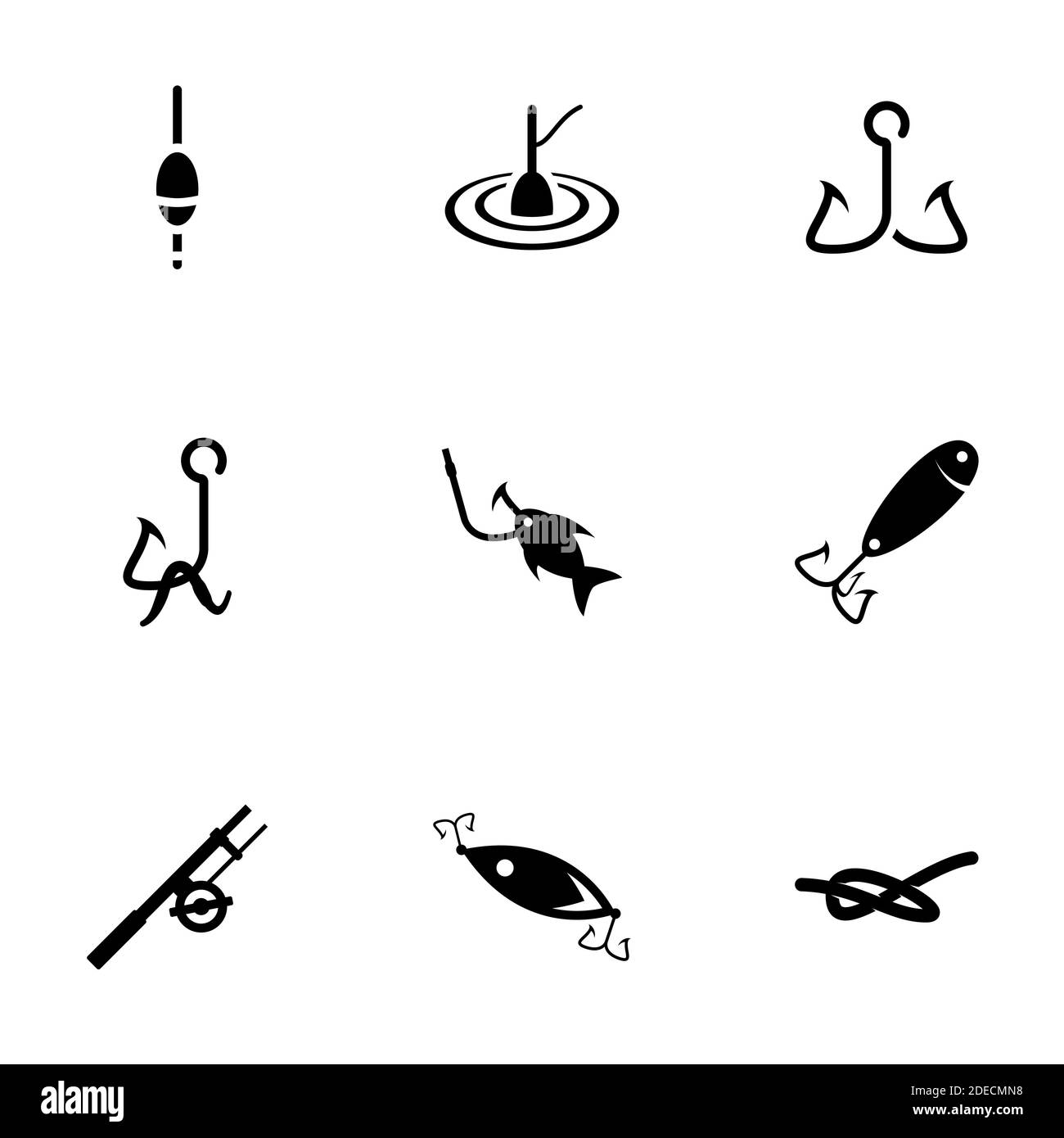 Icônes pour la pêche à thème, vecteur, icône, ensemble. Arrière-plan blanc Illustration de Vecteur