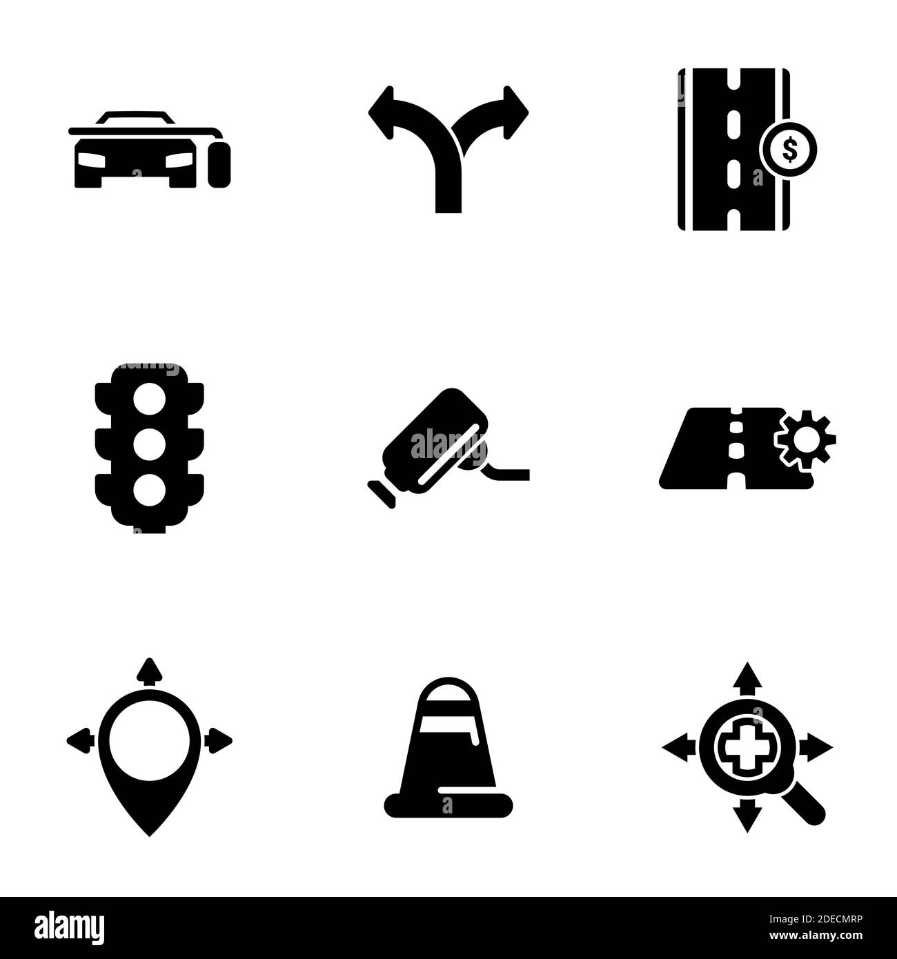 Ensemble d'icônes simples sur un thème route, trafic, voiture, vecteur, set. Arrière-plan blanc Illustration de Vecteur