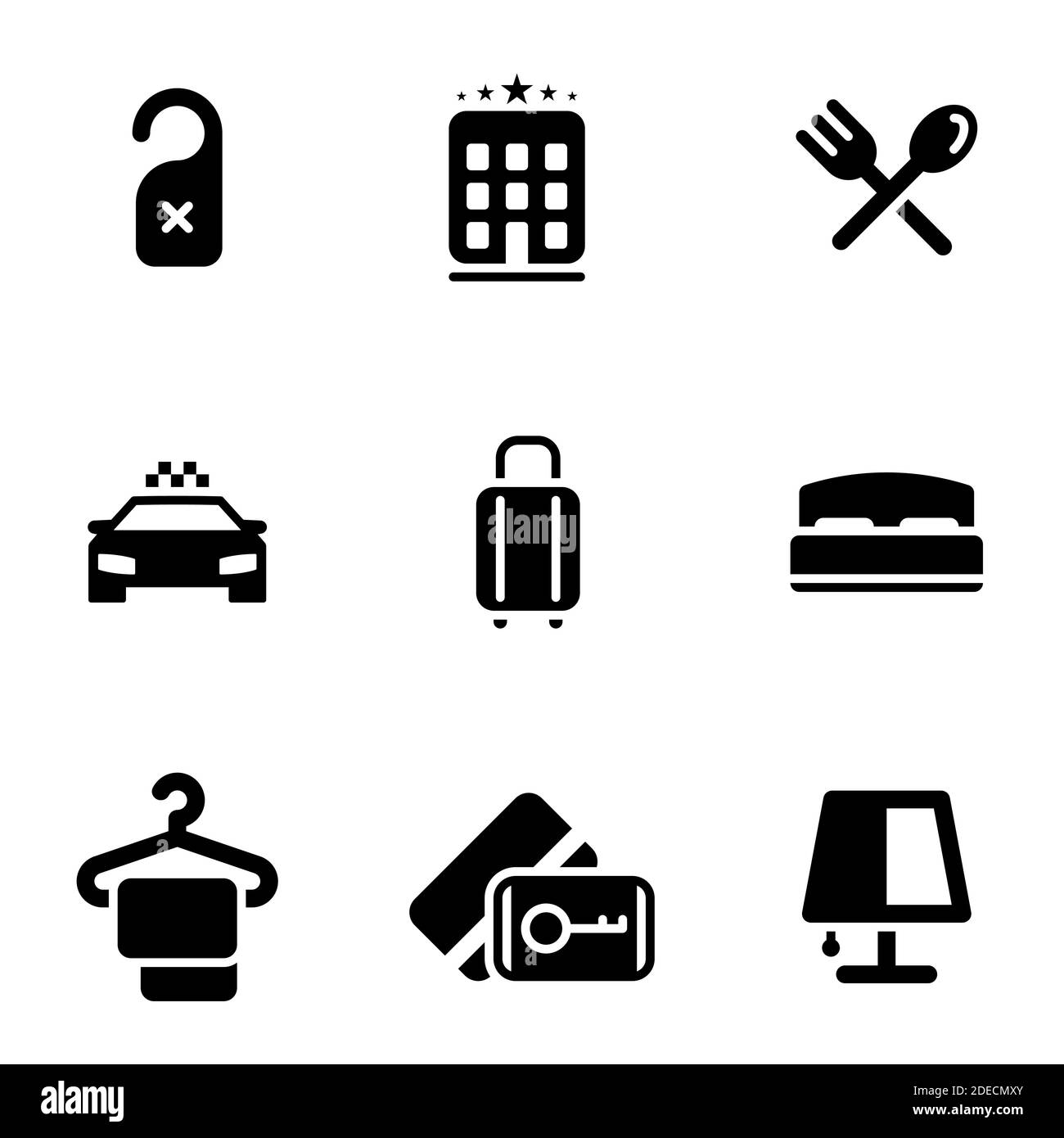 Ensemble d'icônes simples sur un thème Hôtel, déplacer, voyager, vecteur, définir. Arrière-plan blanc Illustration de Vecteur