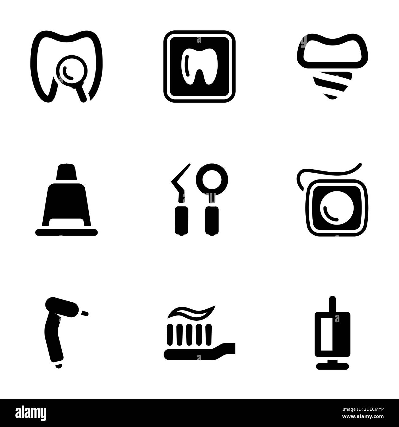 Ensemble d'icônes simples sur un thème dents, dentisterie, vecteur, ensemble. Arrière-plan blanc Illustration de Vecteur