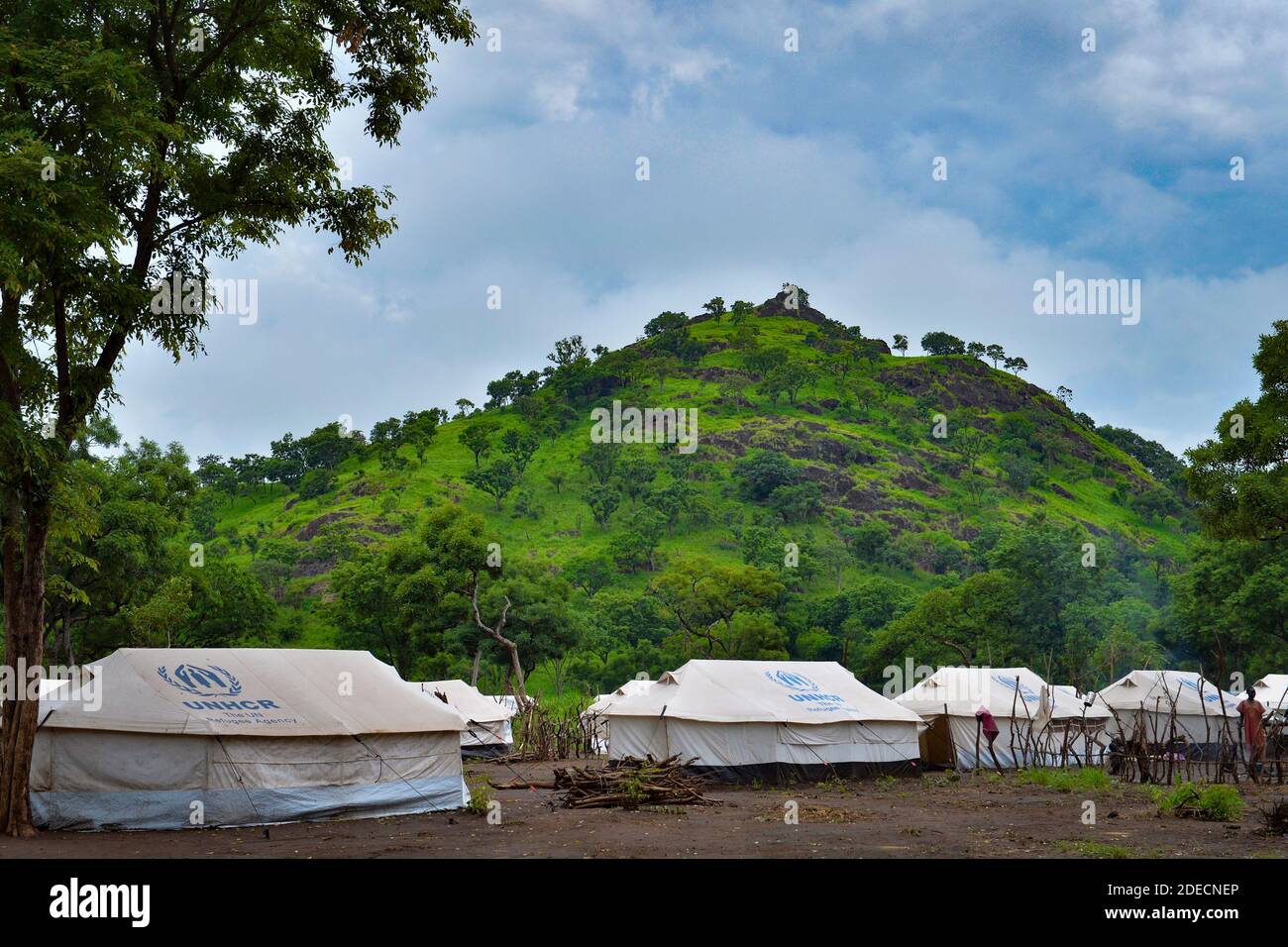 Une photo montre une vue générale du camp de réfugiés de Kule, près du point d'entrée frontalier de Pagak, dans la région de Gambela, en Éthiopie, le 15 juillet 2014. Banque D'Images