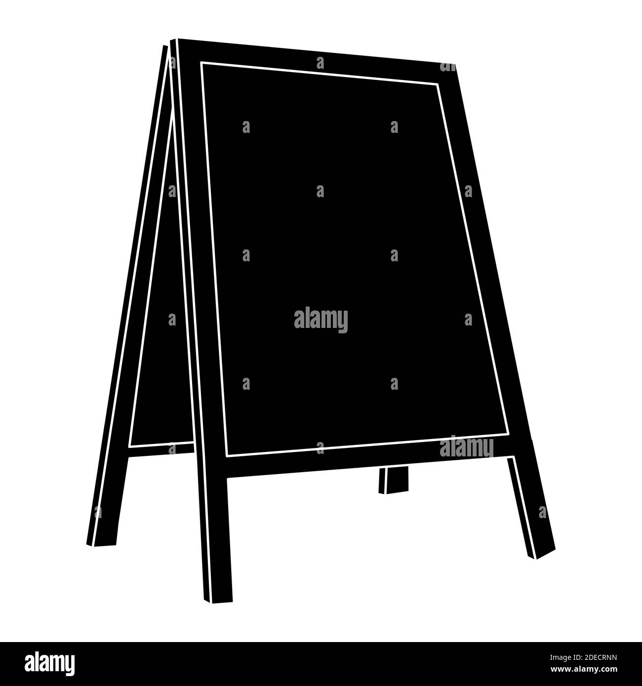 Silhouette de tableau de craie de rue isolée sur fond blanc. Illustration du panneau d'affichage des cafés vides. Informations de publicité extérieure vierges Illustration de Vecteur