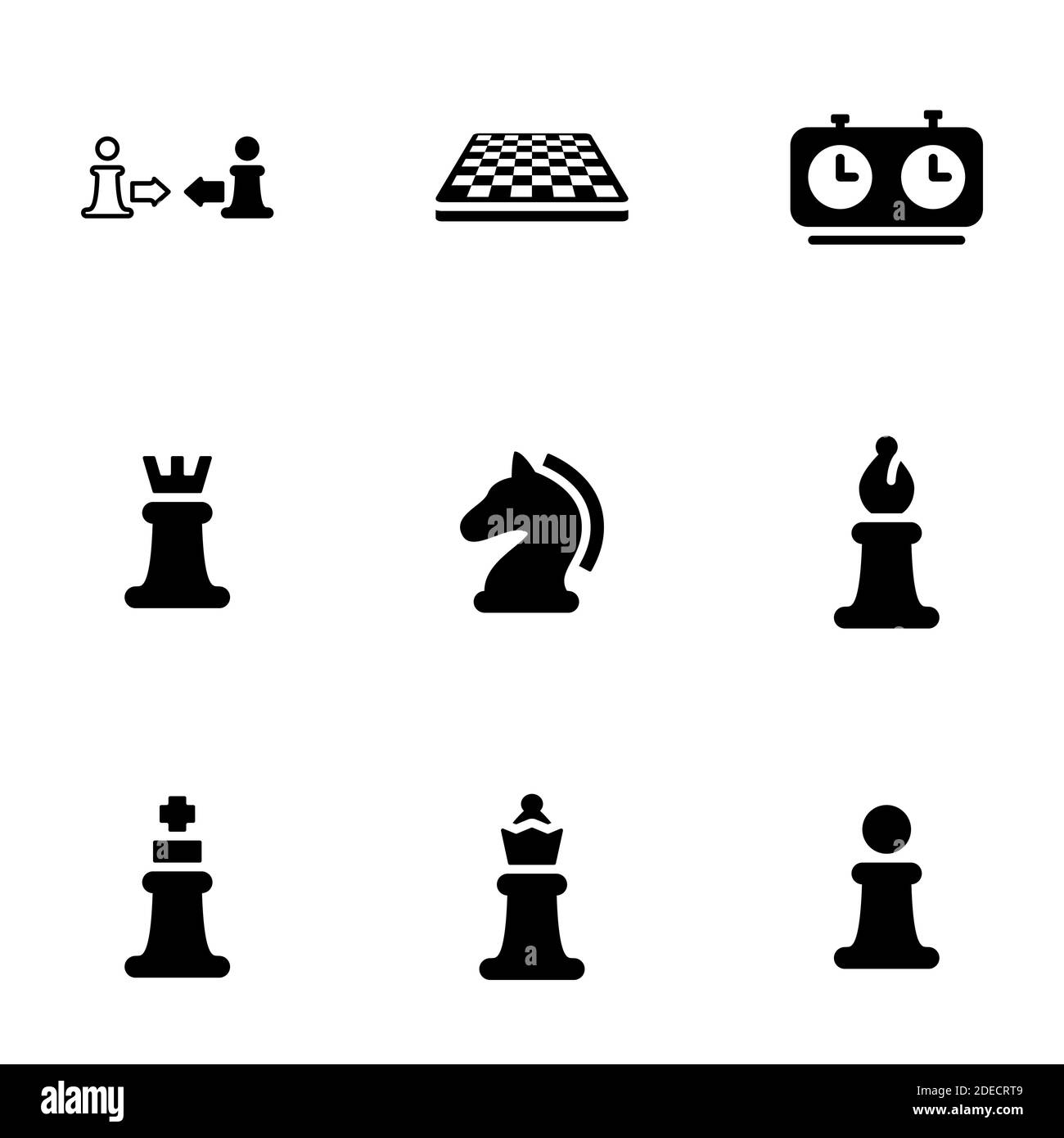 Ensemble d'icônes simples sur un thème jeu, échecs, compétition, sport, vecteur, set. Arrière-plan blanc Illustration de Vecteur