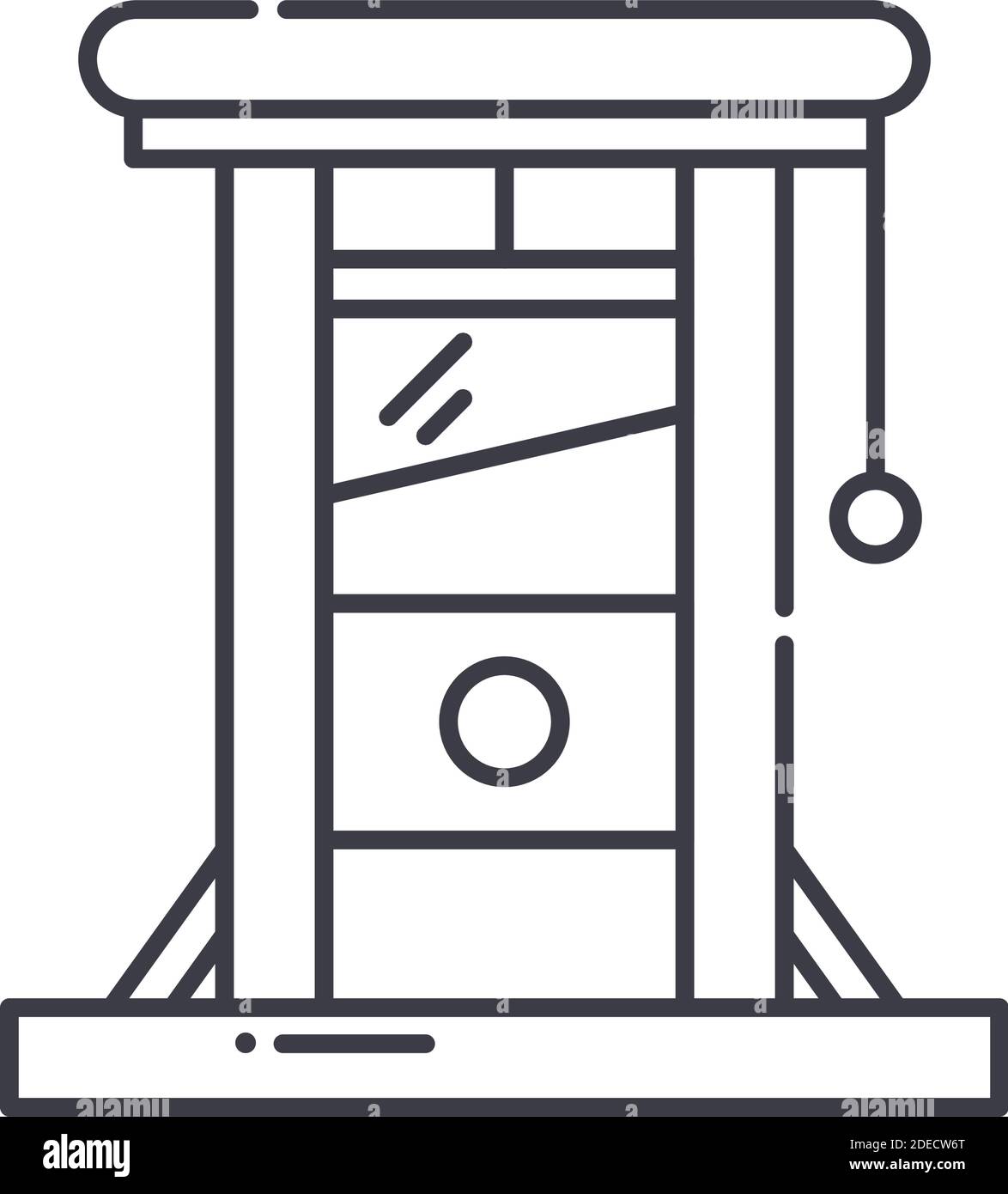 Icône de guillotine, illustration linéaire isolée, vecteur de ligne mince, signe de conception de Web, symbole de concept de contour avec contour modifiable sur fond blanc. Illustration de Vecteur