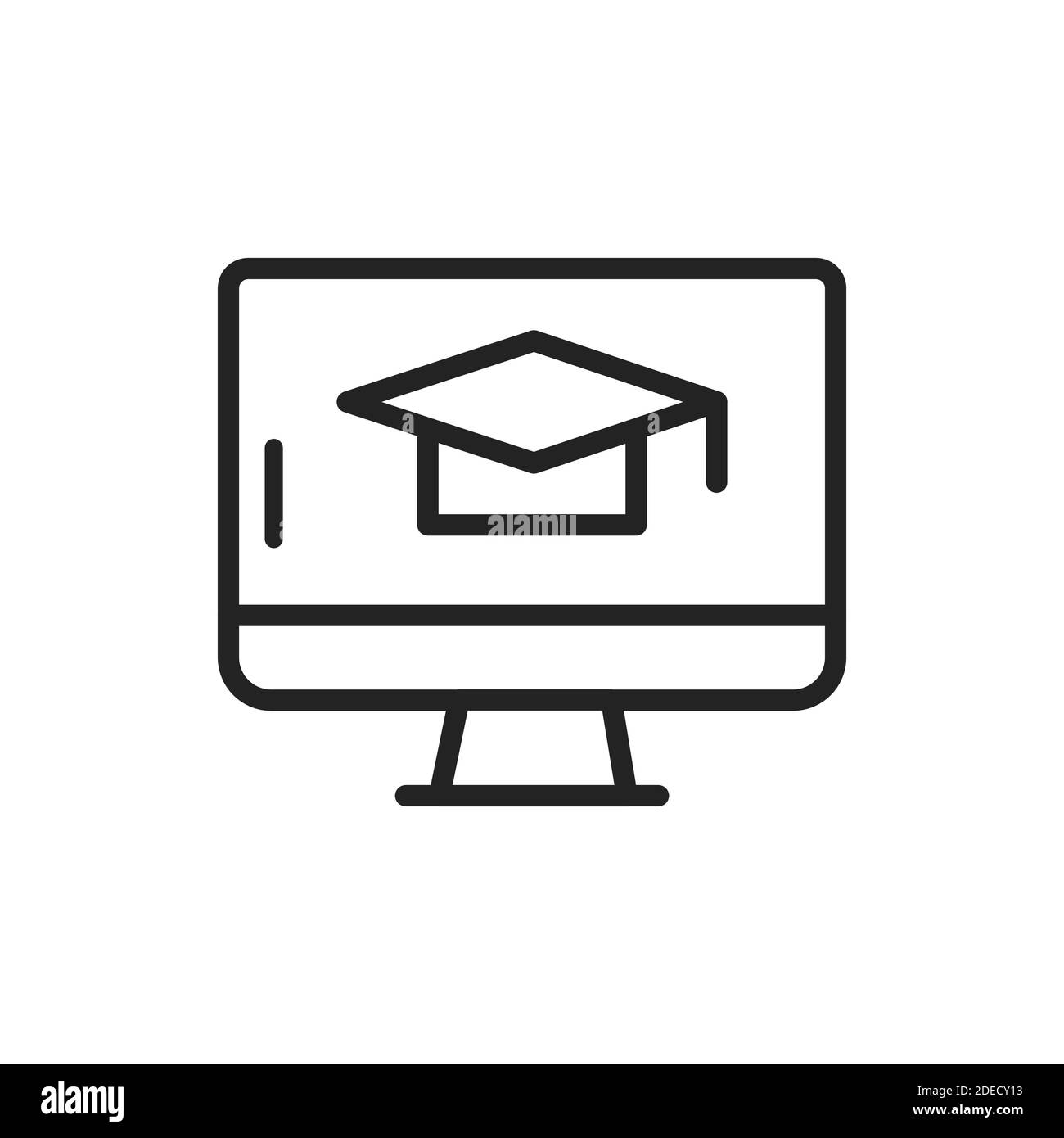Icône de ligne noire d'apprentissage à distance. Cours de formation en ligne. Loisirs à la maison. Elément vectoriel isolé. Illustration de Vecteur