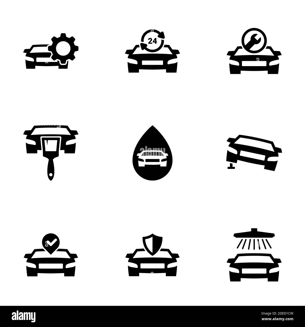 Ensemble d'icônes simples sur un thème réparations de voiture, vecteur, conception, collection, plat, signe, symbole, élément, objet, illustration, isolé. Arrière-plan blanc Illustration de Vecteur