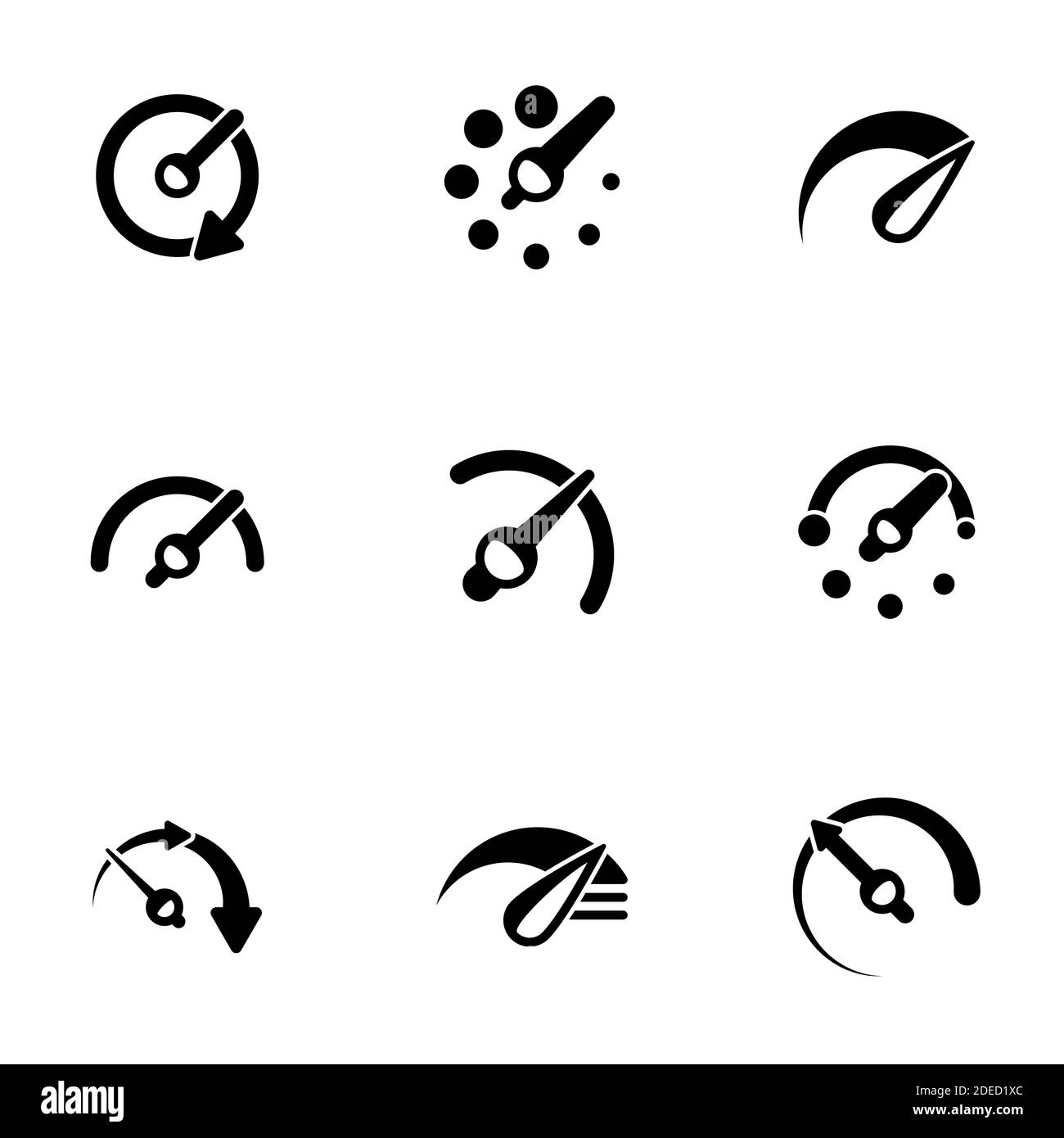 Ensemble d'icônes noires isolées sur fond blanc, sur le thème compteur de vitesse Illustration de Vecteur
