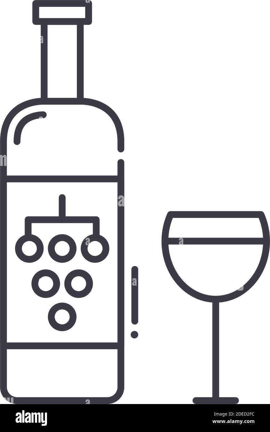 Icône de vin de raisin, illustration isolée linéaire, vecteur de ligne mince, signe de web design, symbole de concept de contour avec trait modifiable sur fond blanc. Illustration de Vecteur