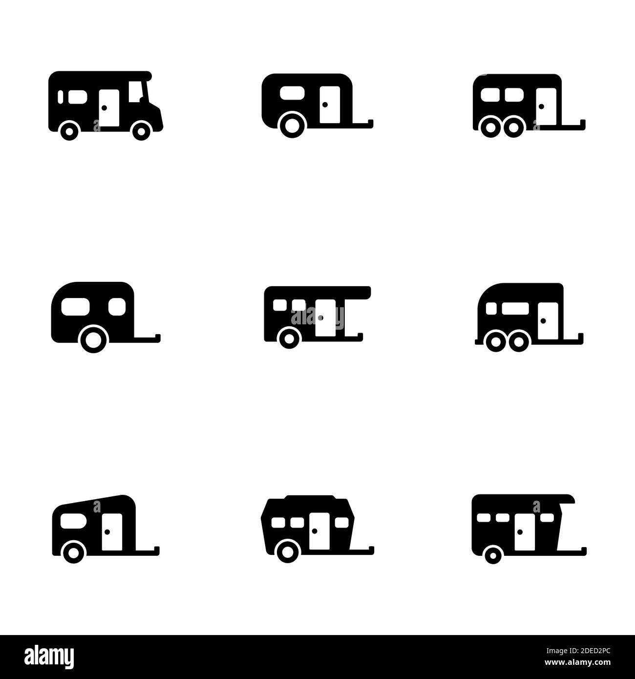 Ensemble d'icônes noires isolées sur fond blanc, sur le thème remorque Illustration de Vecteur