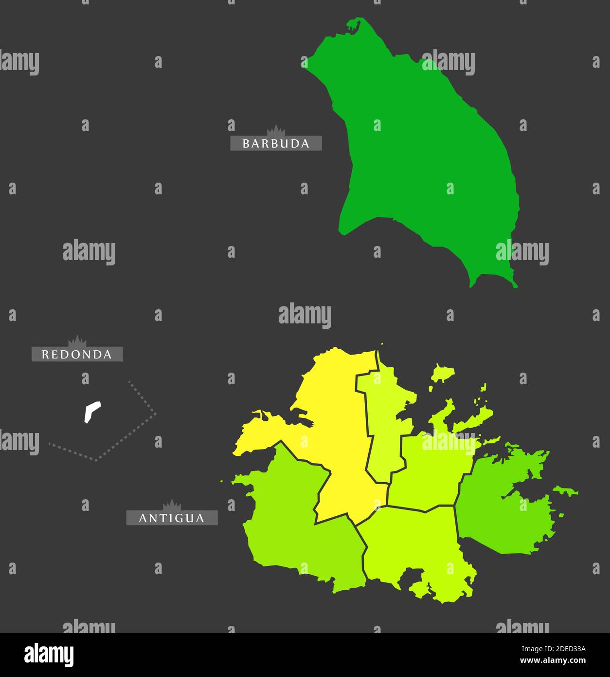 Carte de chaleur de la population d'Antigua-et-Barbuda comme illustration de densité de couleur Banque D'Images